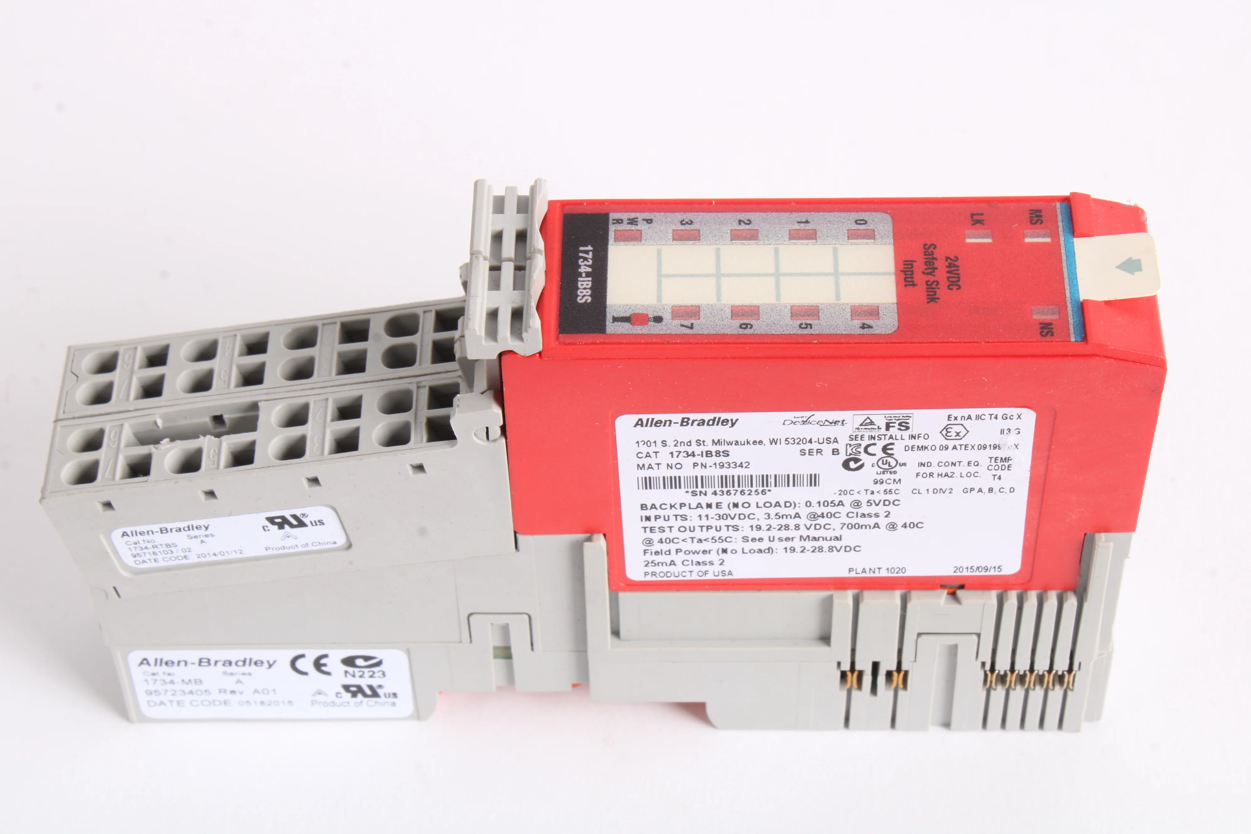 Allen Bradley 1734-IB8S Ser B Safety Digital Input Module 193342 + 2x 1734-MB - Image 2