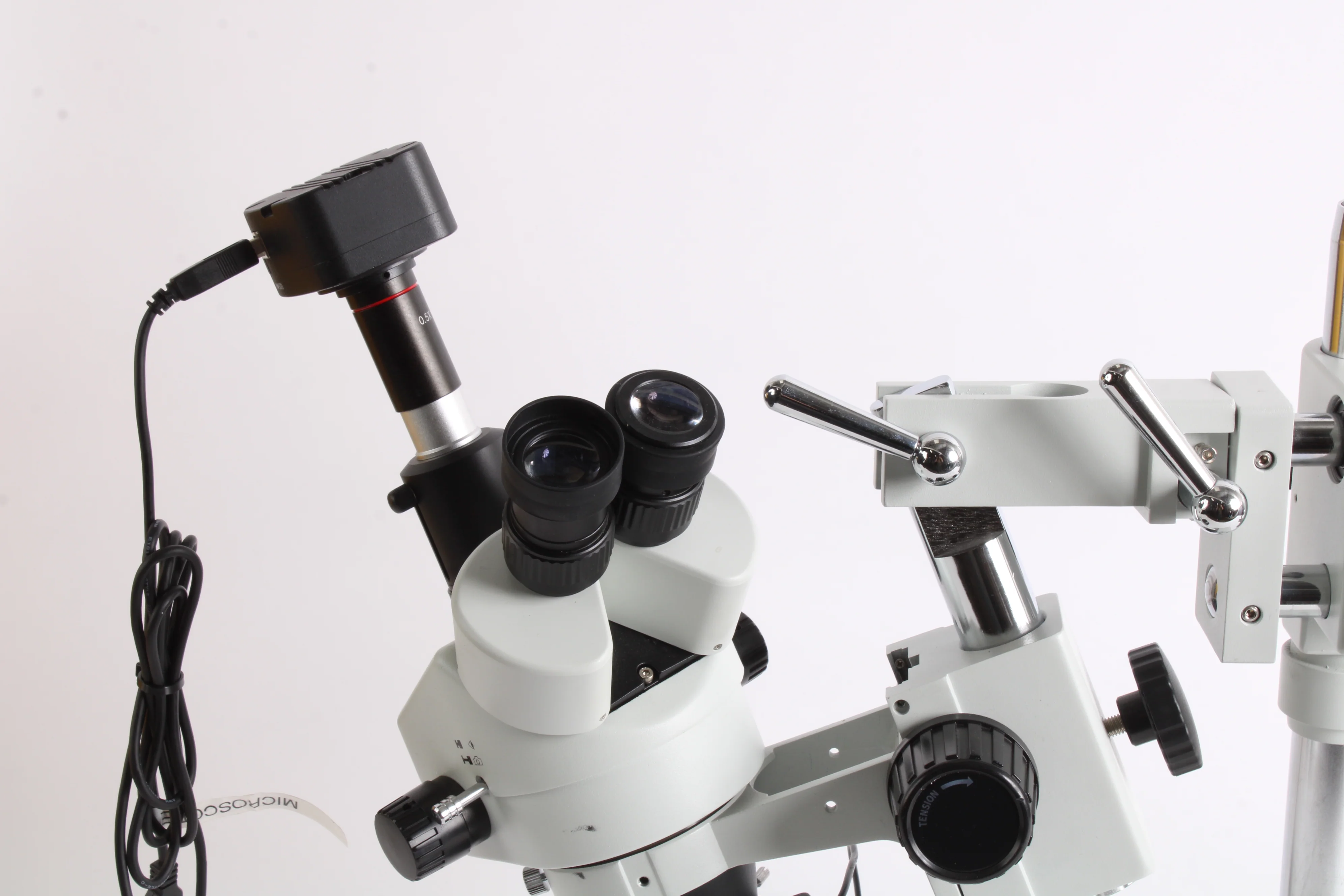 AmScope Microscope w/ Stand & Double Arm Boomstand /Accessories MA500 / WF10X/20 - Image 5