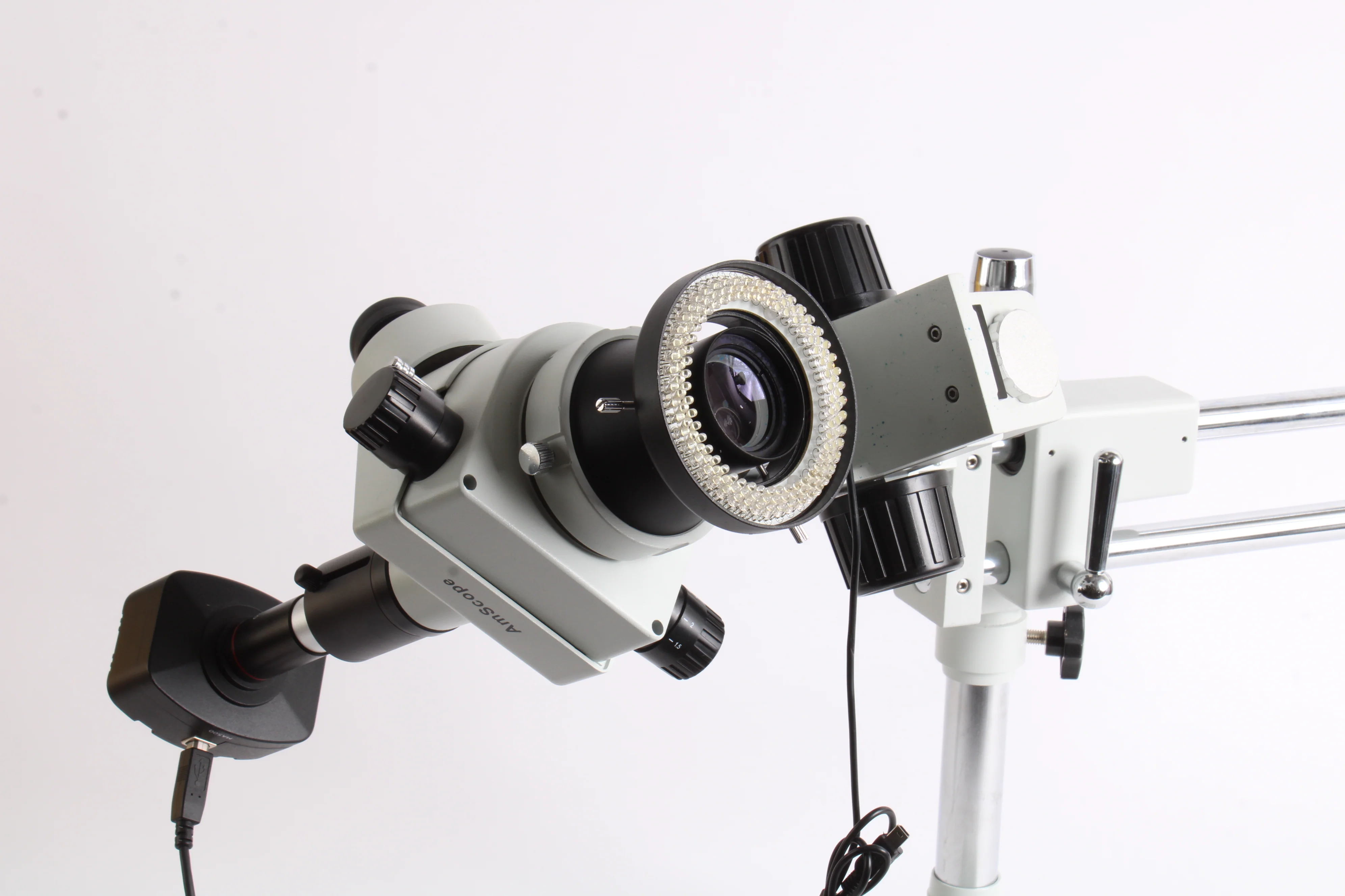 AmScope Microscope w/ Stand & Double Arm Boomstand /Accessories MA500 / WF10X/20 - Image 6