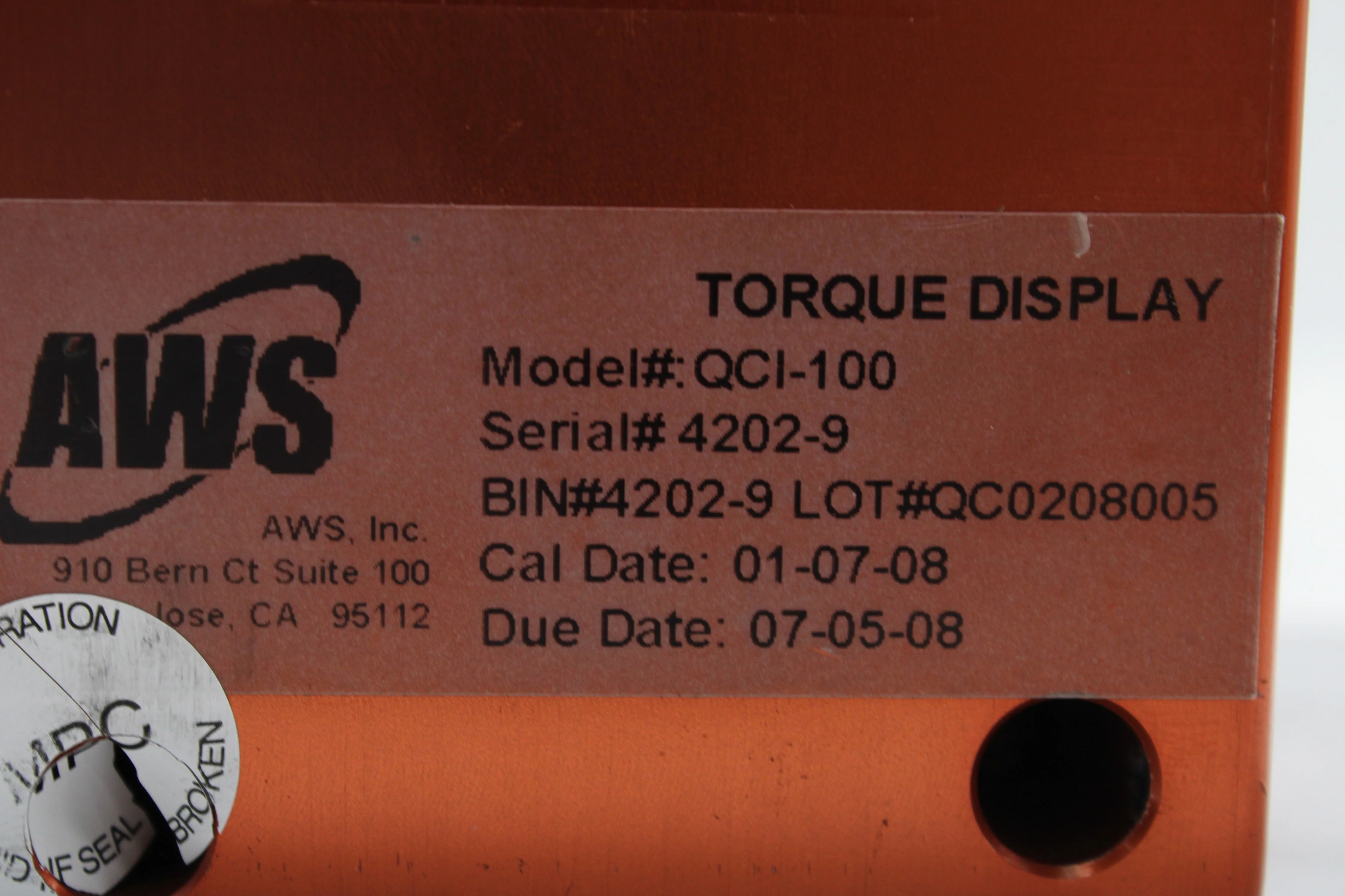AWS QCI-100 Torque Tester 10 - 100 Lb. In., 1/4in Sq. Dr. - Image 4