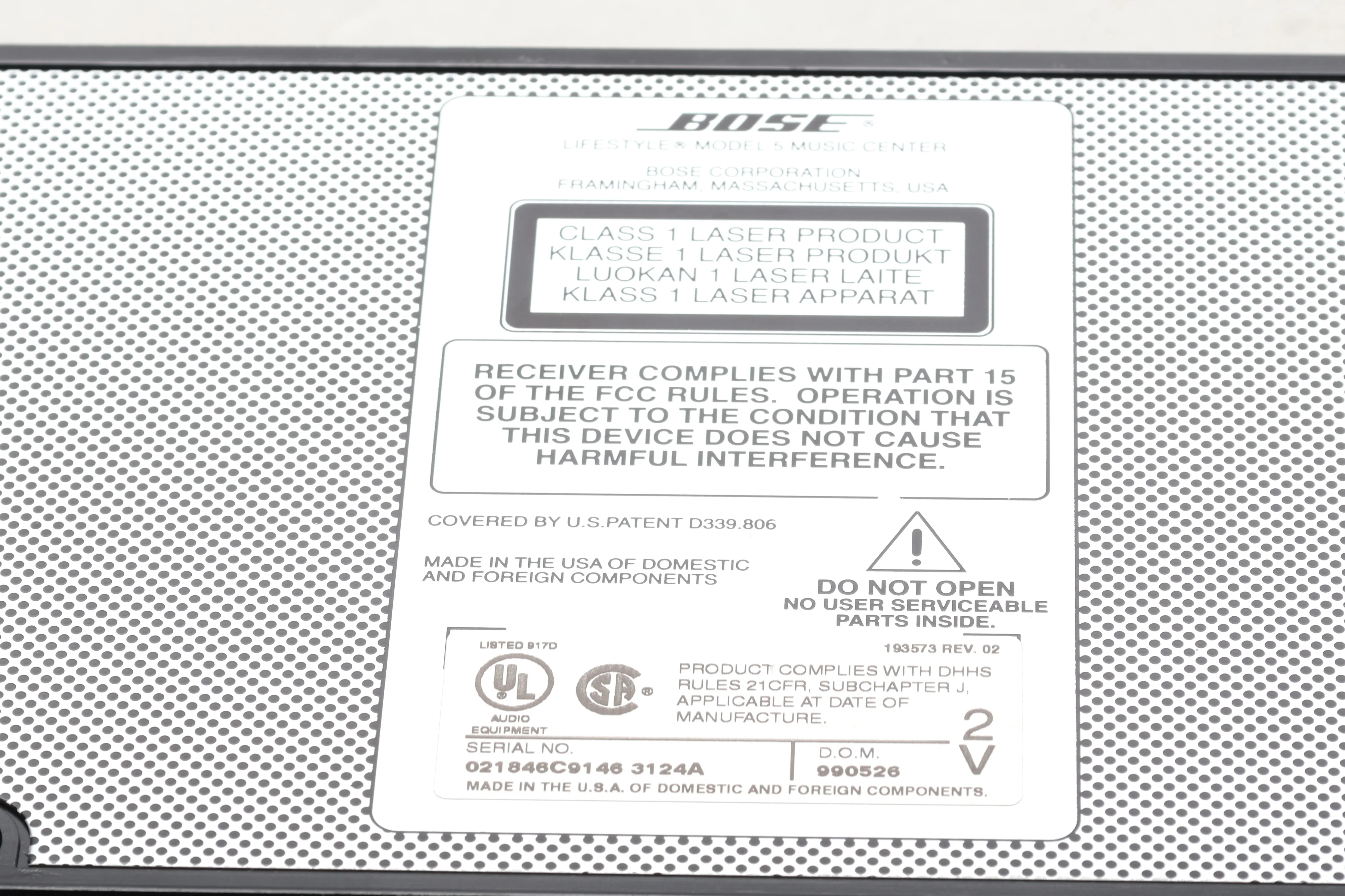 Bose Lifestyle Model 5 Music Center With Power Supply - AS IS For Parts - Image 7
