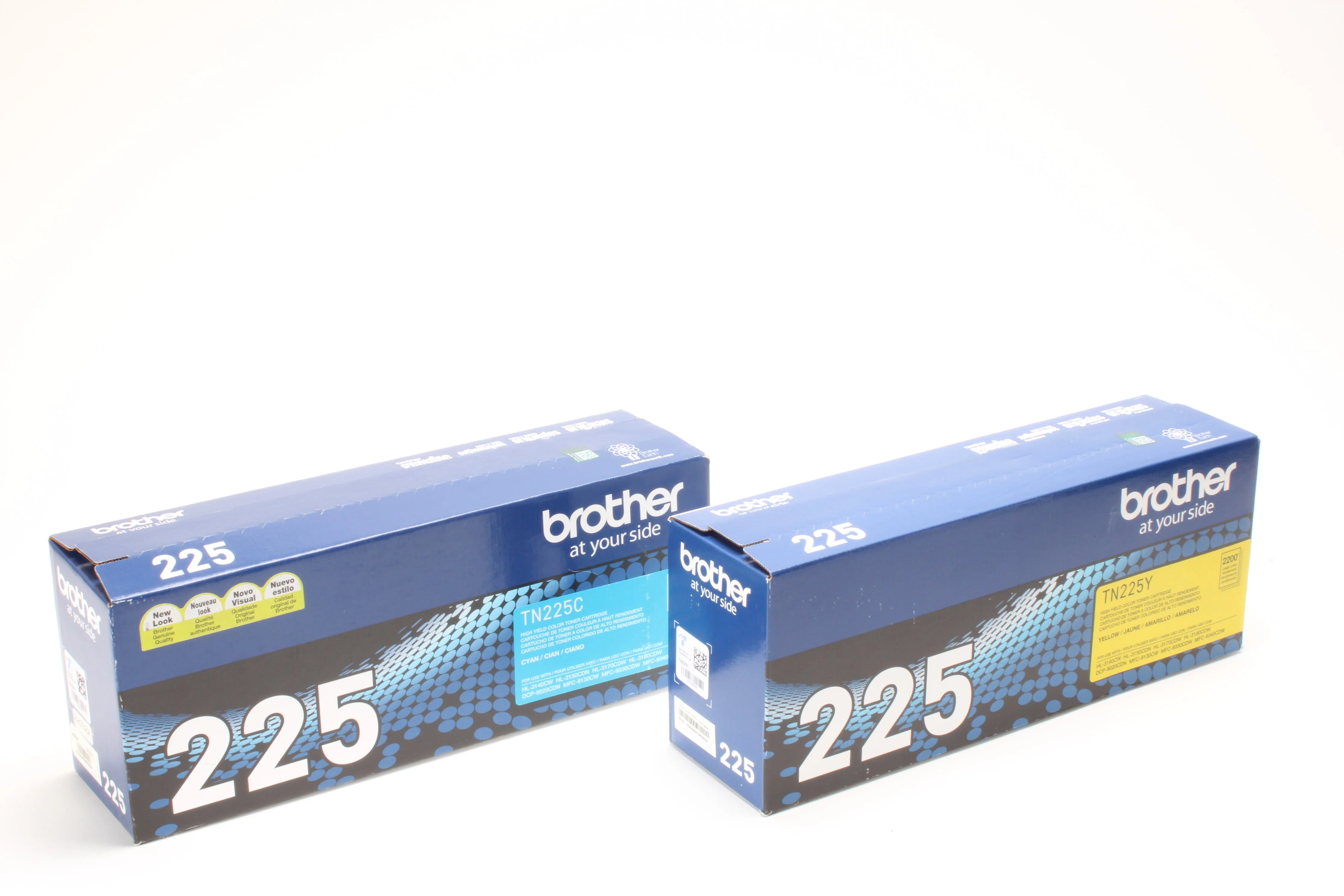 Brother TN225Y & TN225C Yellow and Cyan Toner Cartridges - NEW