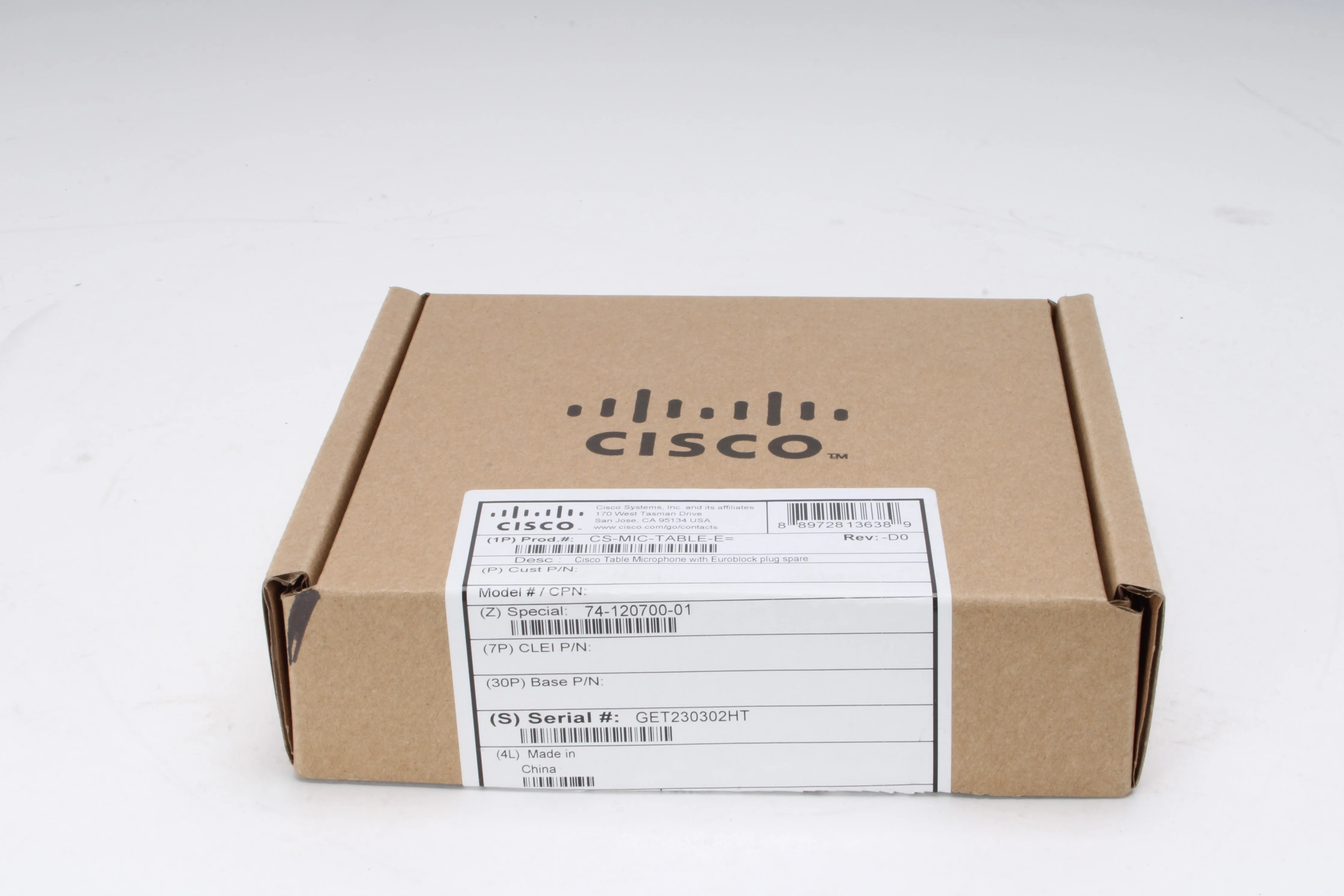 Cisco CS-MIC-TABLE-E Table Microphone w/ Euroblock Plug Spare - New Open Box