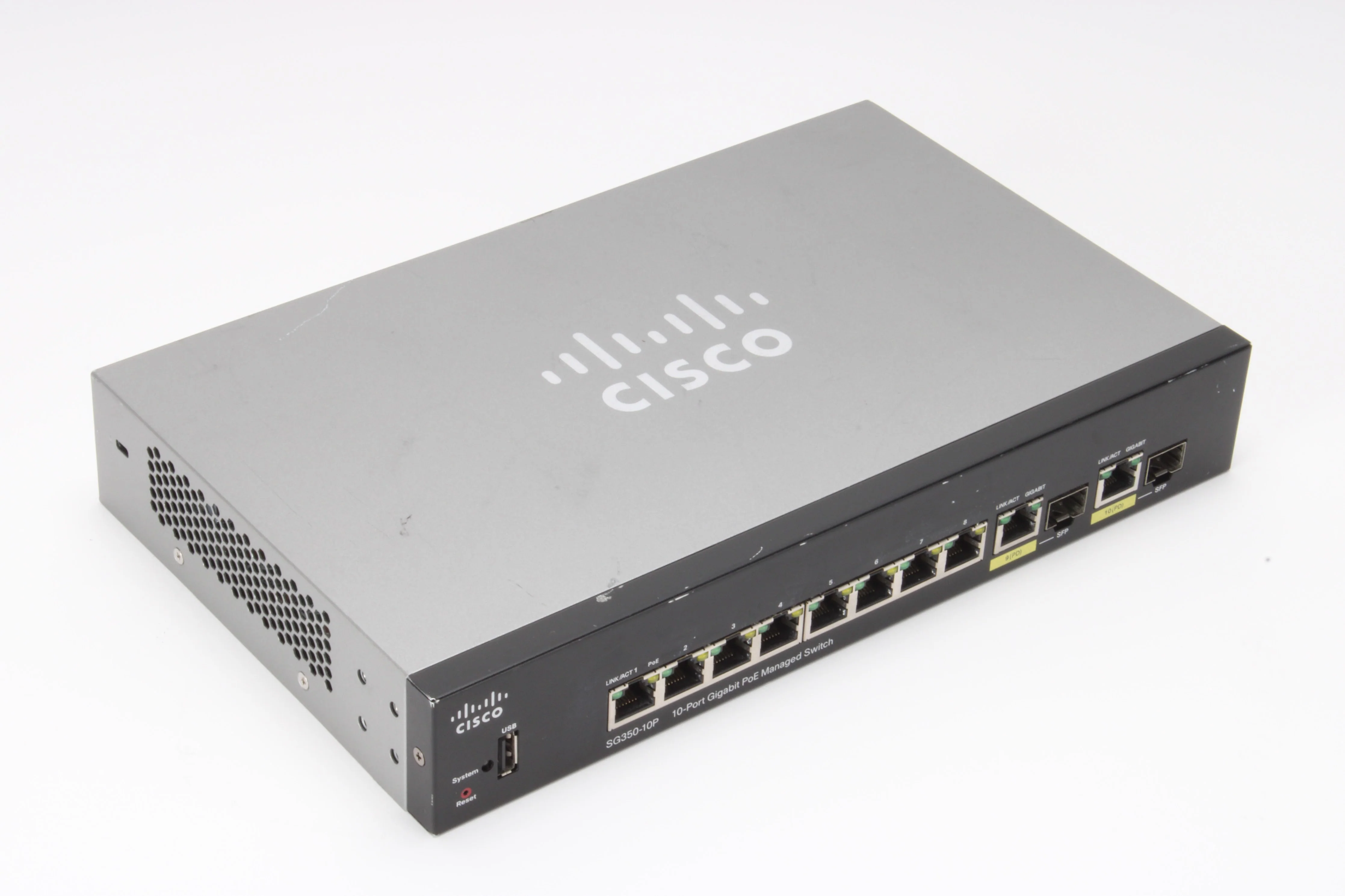 Cisco Systems SG350-10P / 10-Port Gigabit PoE Managed Switch - Fair Condition - Image 2