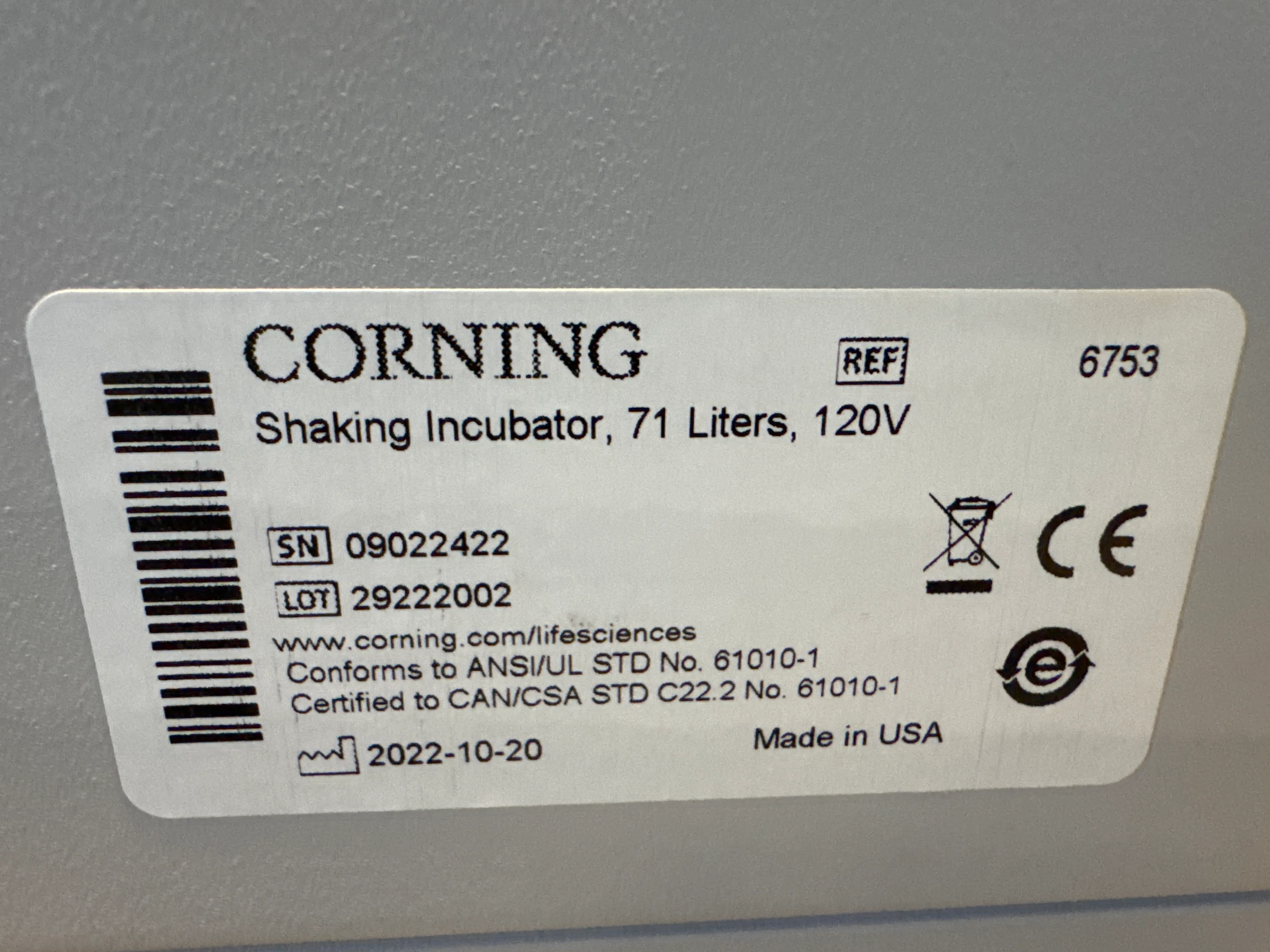 Corning 6753 LSE Shaking Incubator 71-Liters 120V With 2x Shelves and Platform - Image 9