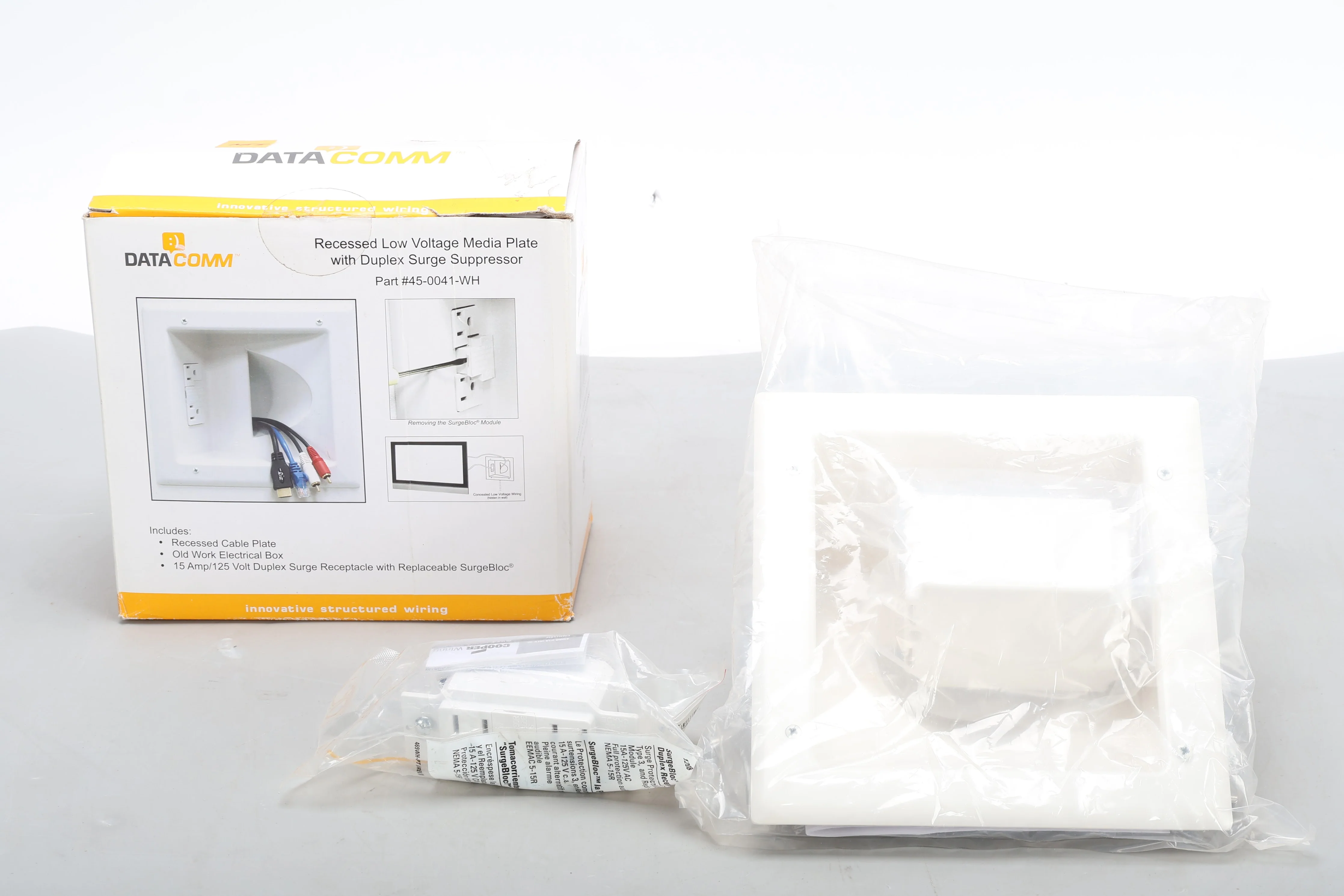 DataComm 45-0041-WH Low Voltage Media Plate - New Open Box