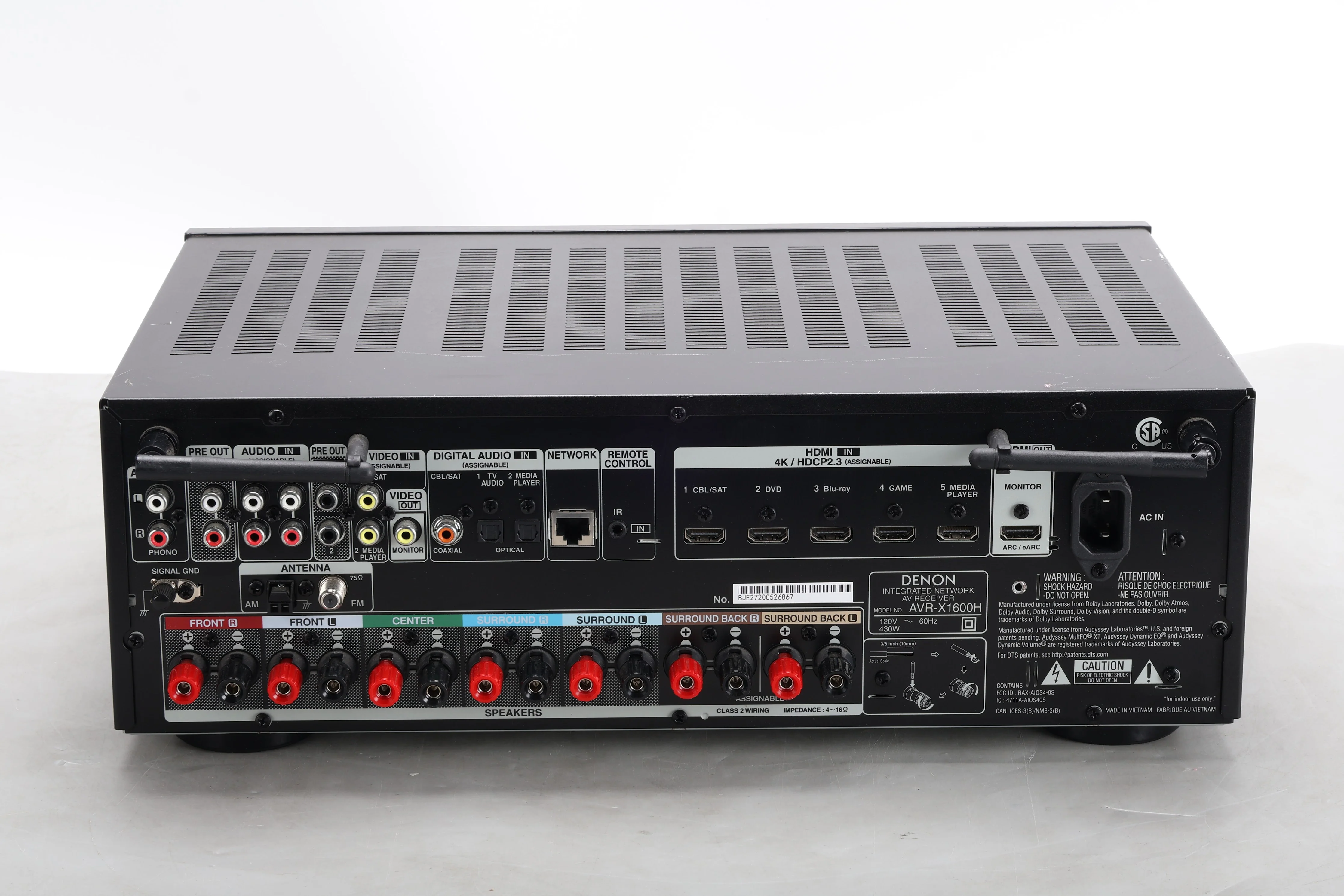 Denon AVR-X1600H Integrated Network AV Receiver - AS IS - Image 3
