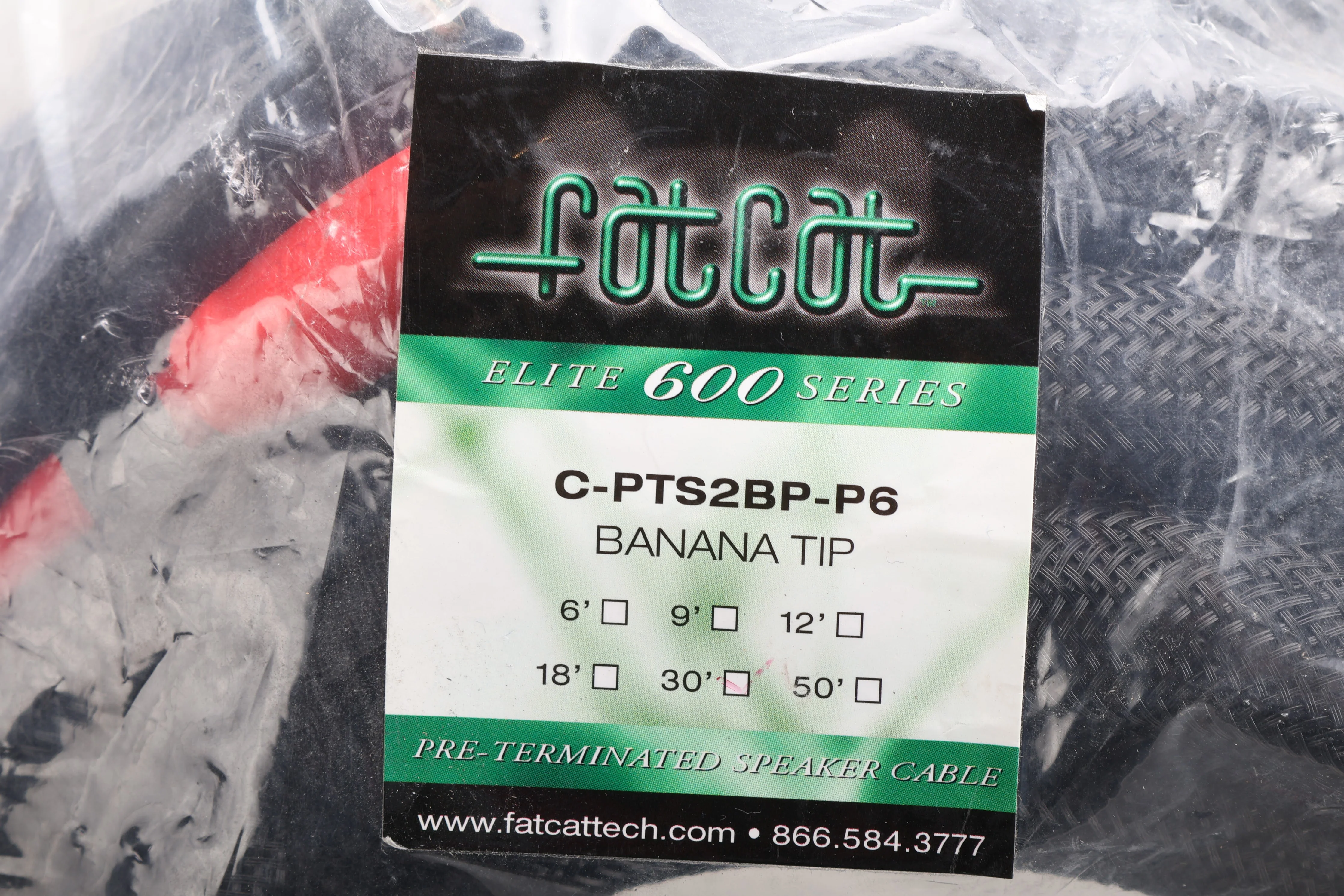 FatCat C-PTS2BP-P6 Pre-Terminated Speaker Cable Banana Tip 30' - NEW - Image 4