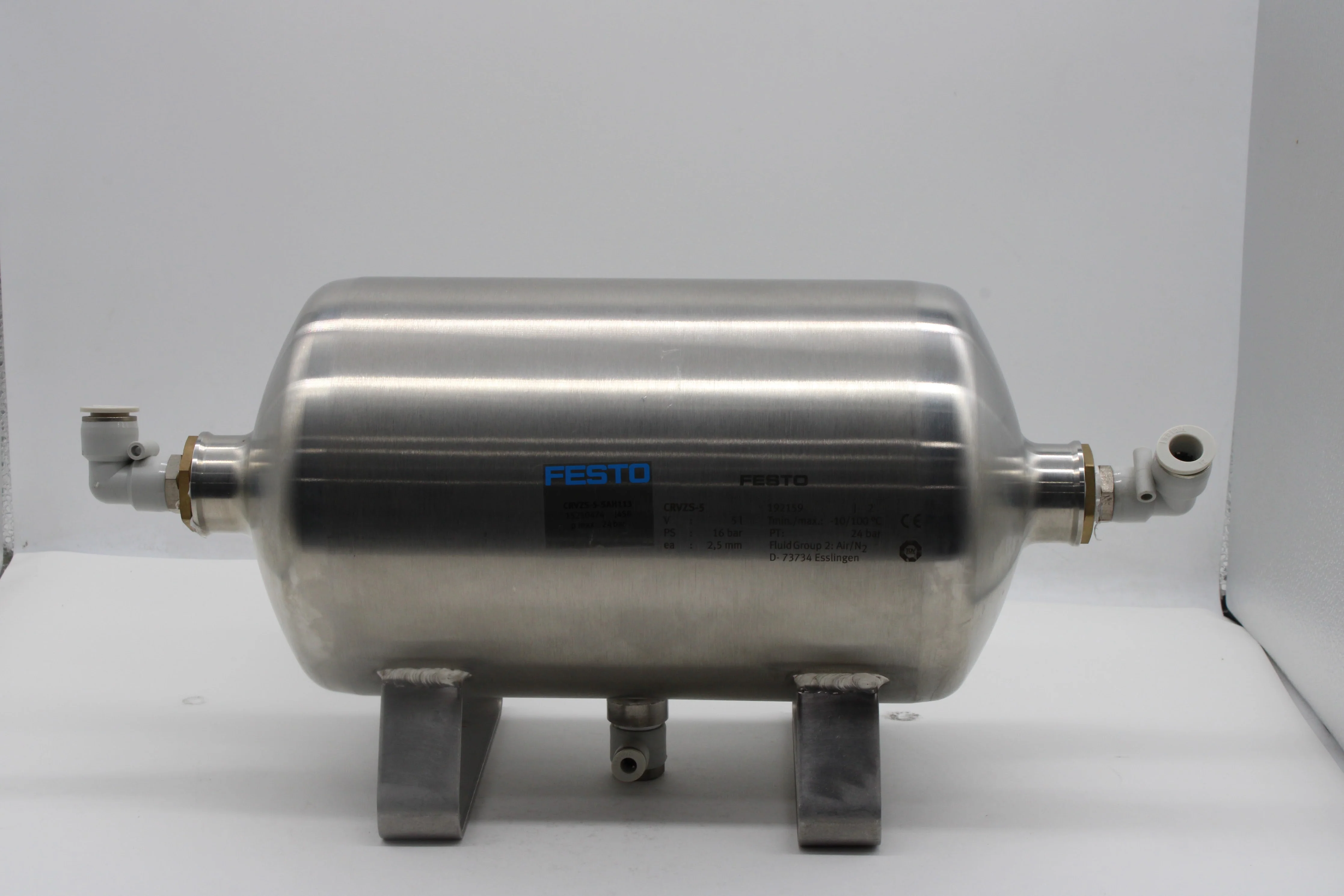 Festo CRVZS-5 5L Compressed Air Reservoir Stainless Steel Air Tank 1.32 G