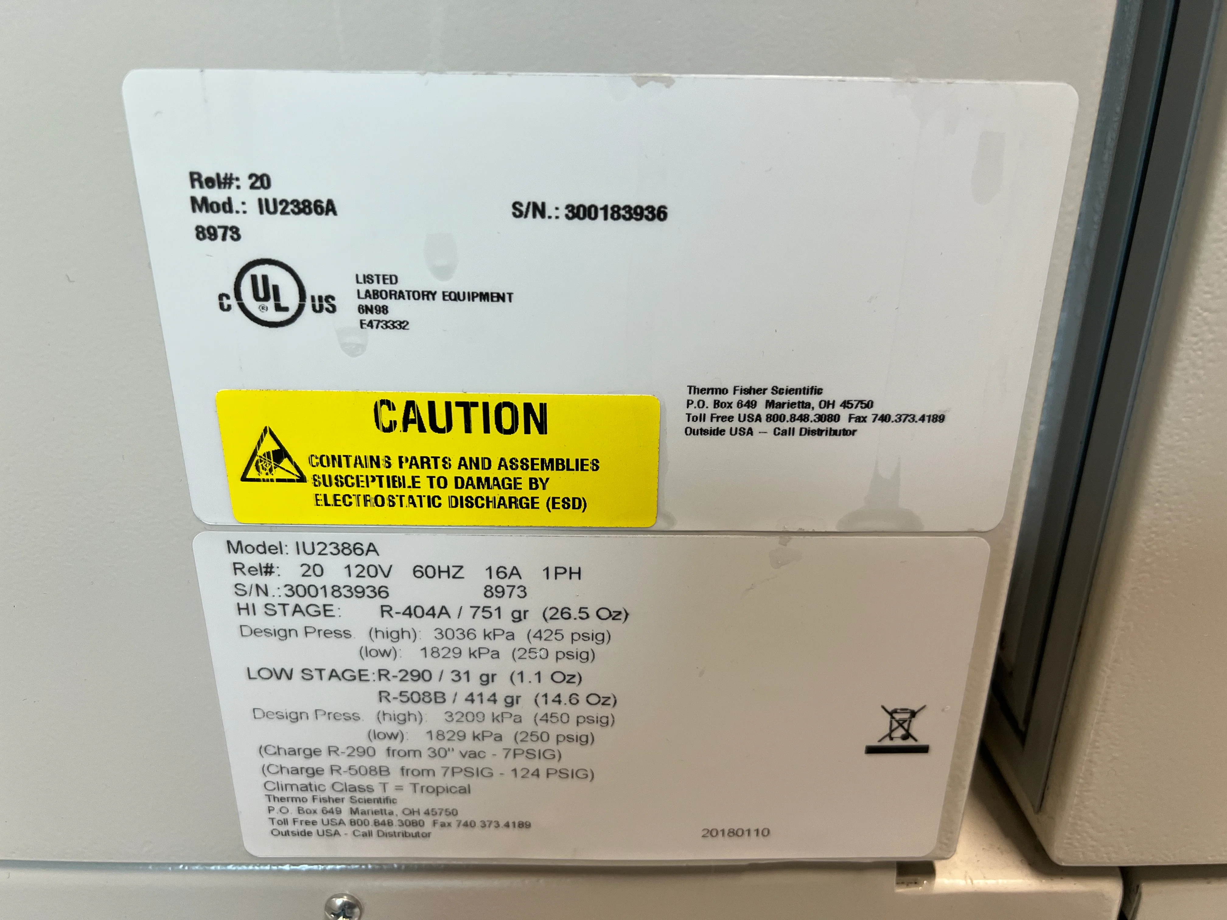 Fisher Scientific Isotemp IU2386A Ultra-Low Lab Freezer -80C 120V W/ 4x Shelves - Image 3