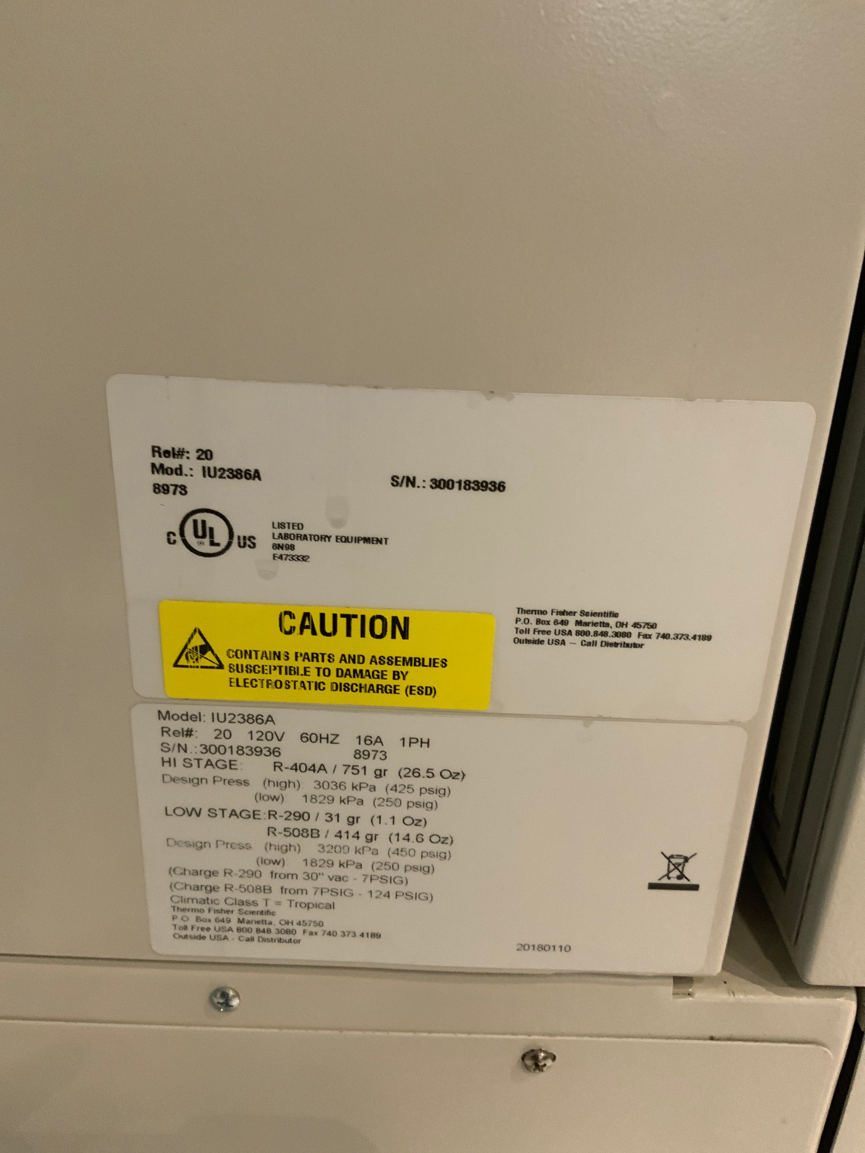 Fisher Scientific Isotemp IU2386A Ultra-Low Lab Freezer -80C 120V W/ 4x Shelves - Image 7