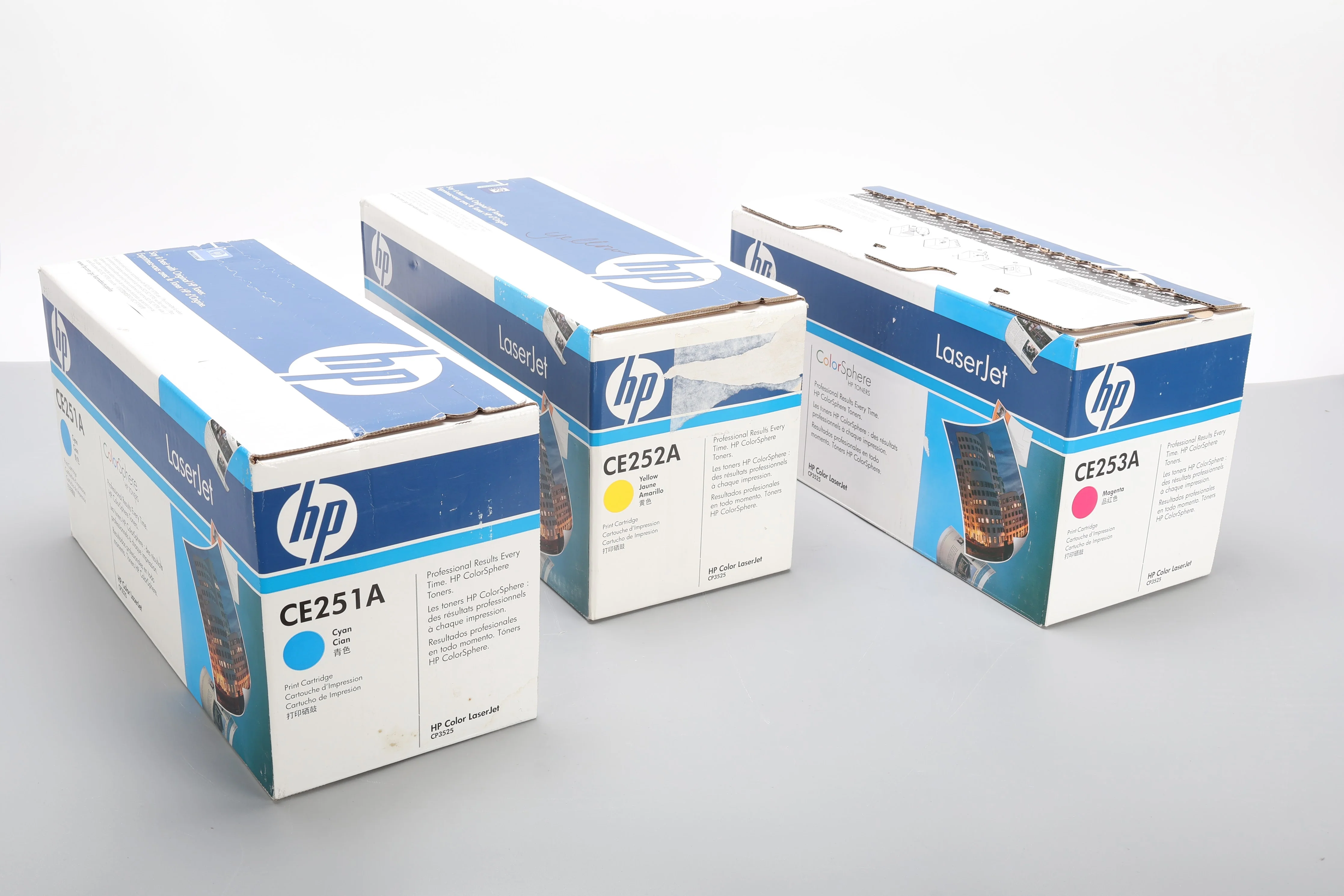 HP 504A Set of Toner Cartridges Yellow, Magenta, and Cyan CE251A, CE252A, CE253A