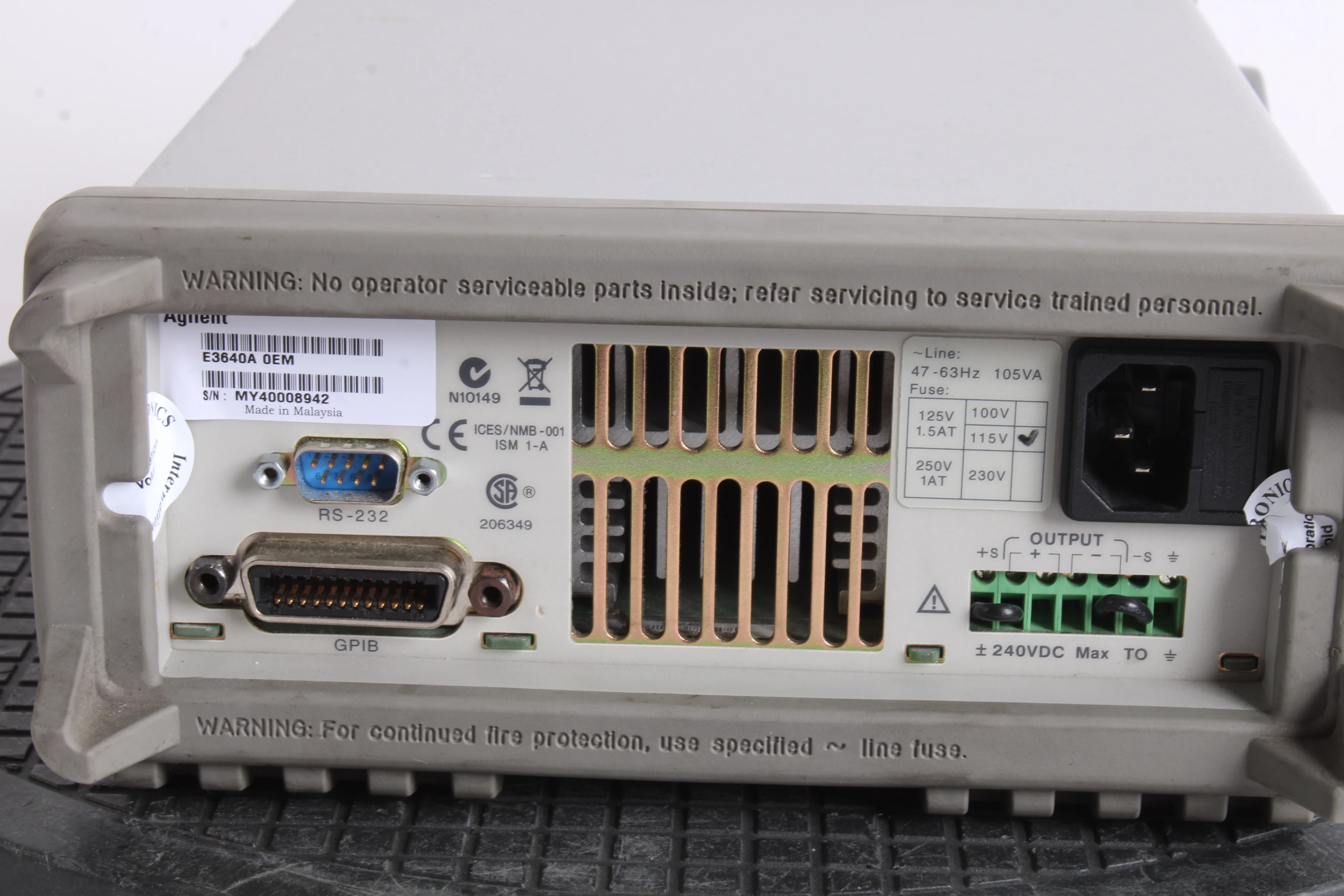HP/ Keysight / Agilent E3640A DC Power Supply 0-8V, 3A/0-20V, 1.5A - 0EM - Image 5
