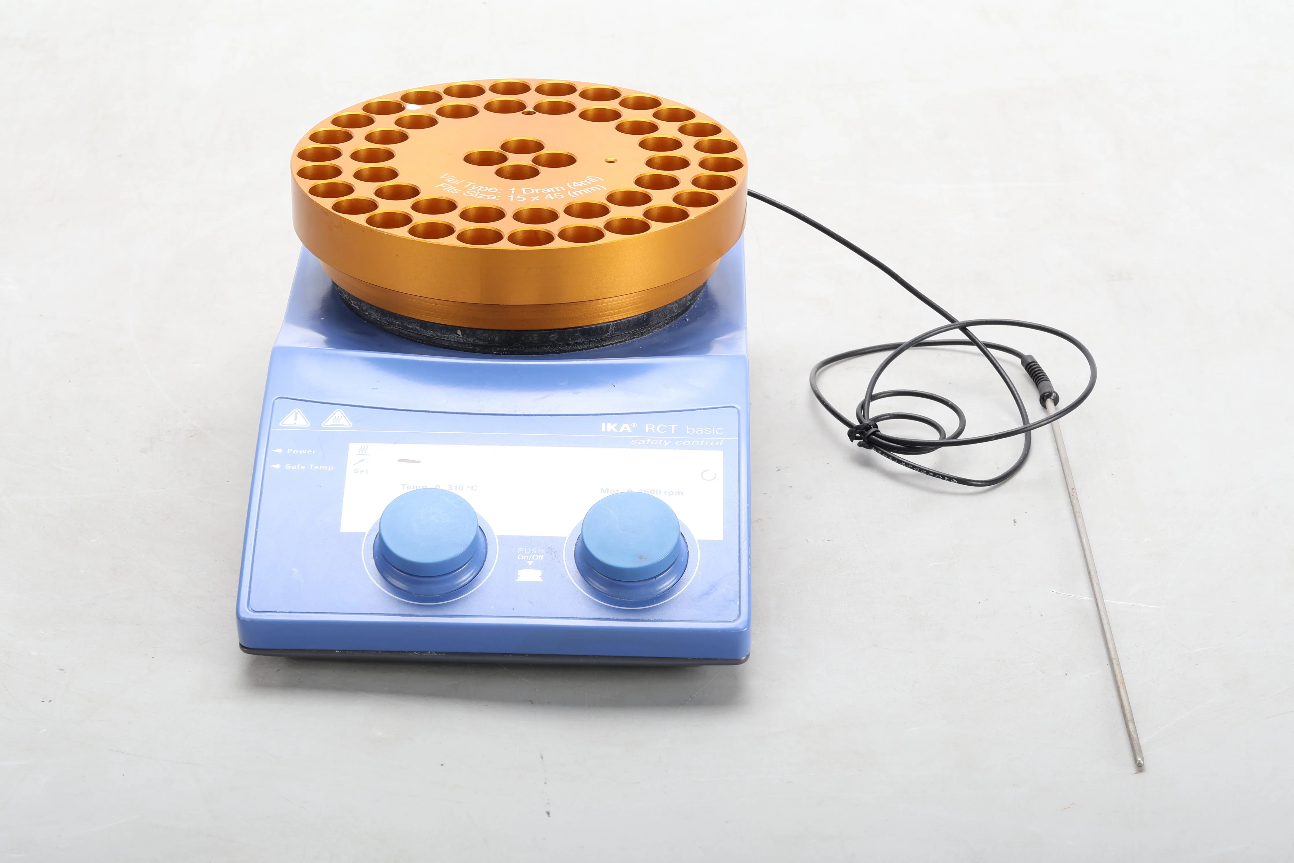 IKA RCT B S001 Basic Magnetic Stirrer & Probe, Chemglass CG-1991-04 Vial Platter