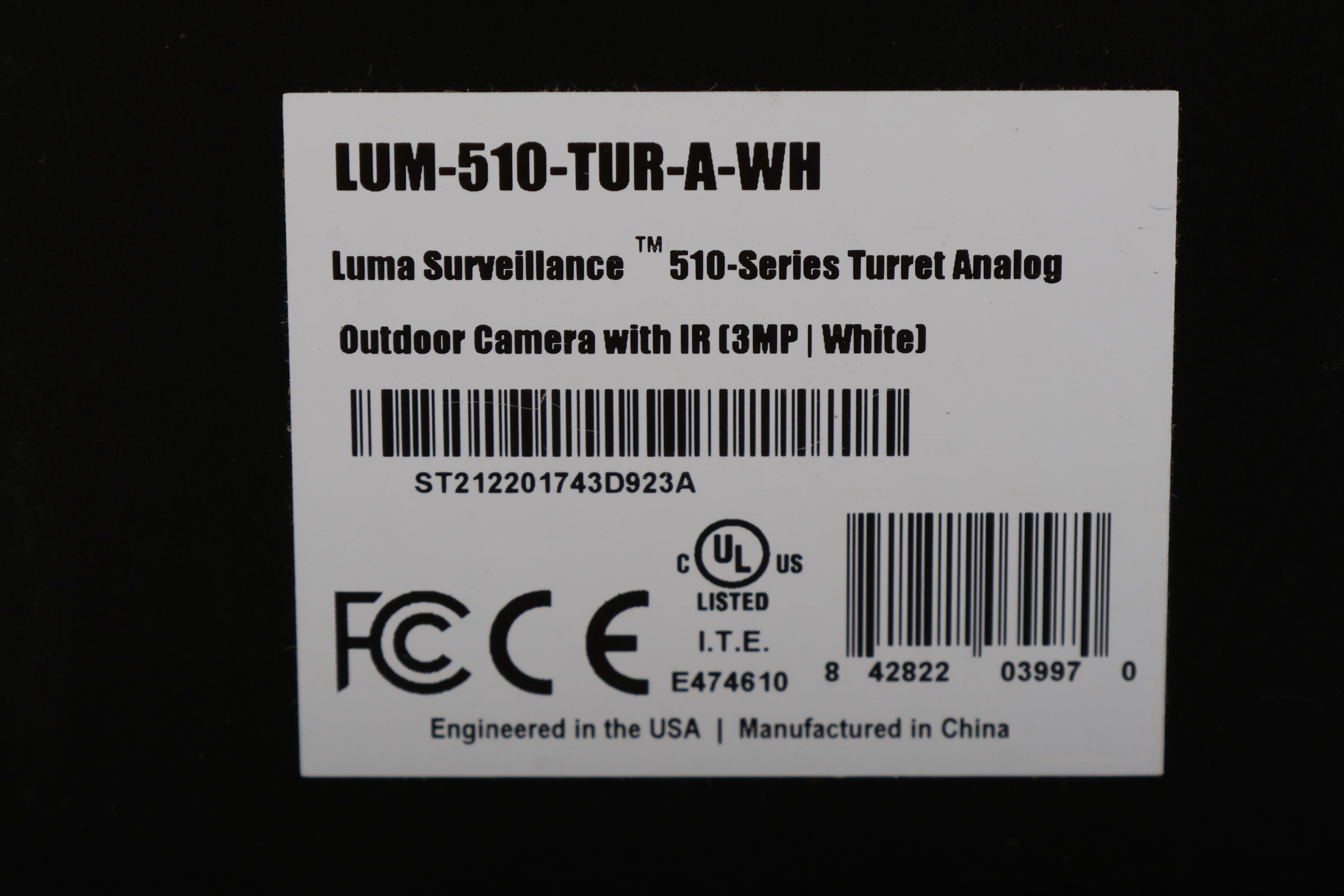 Luma LUM-510-TUR-A-WH 3MP Outdoor Turret Analog Camera White - NEW - Image 5