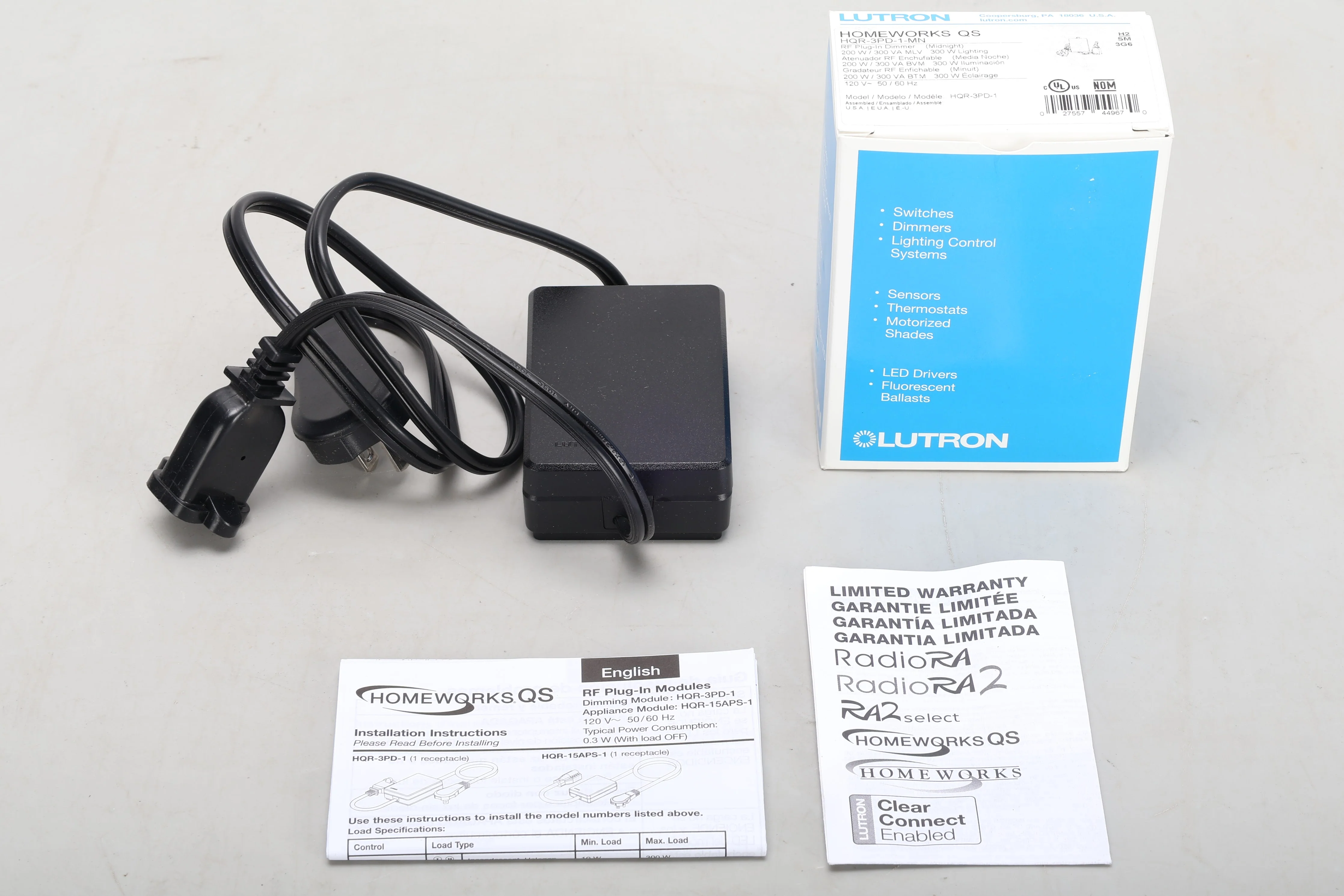 Lutron HQR-3PD-1-MN HomeWorks QS RF Plug-In Module