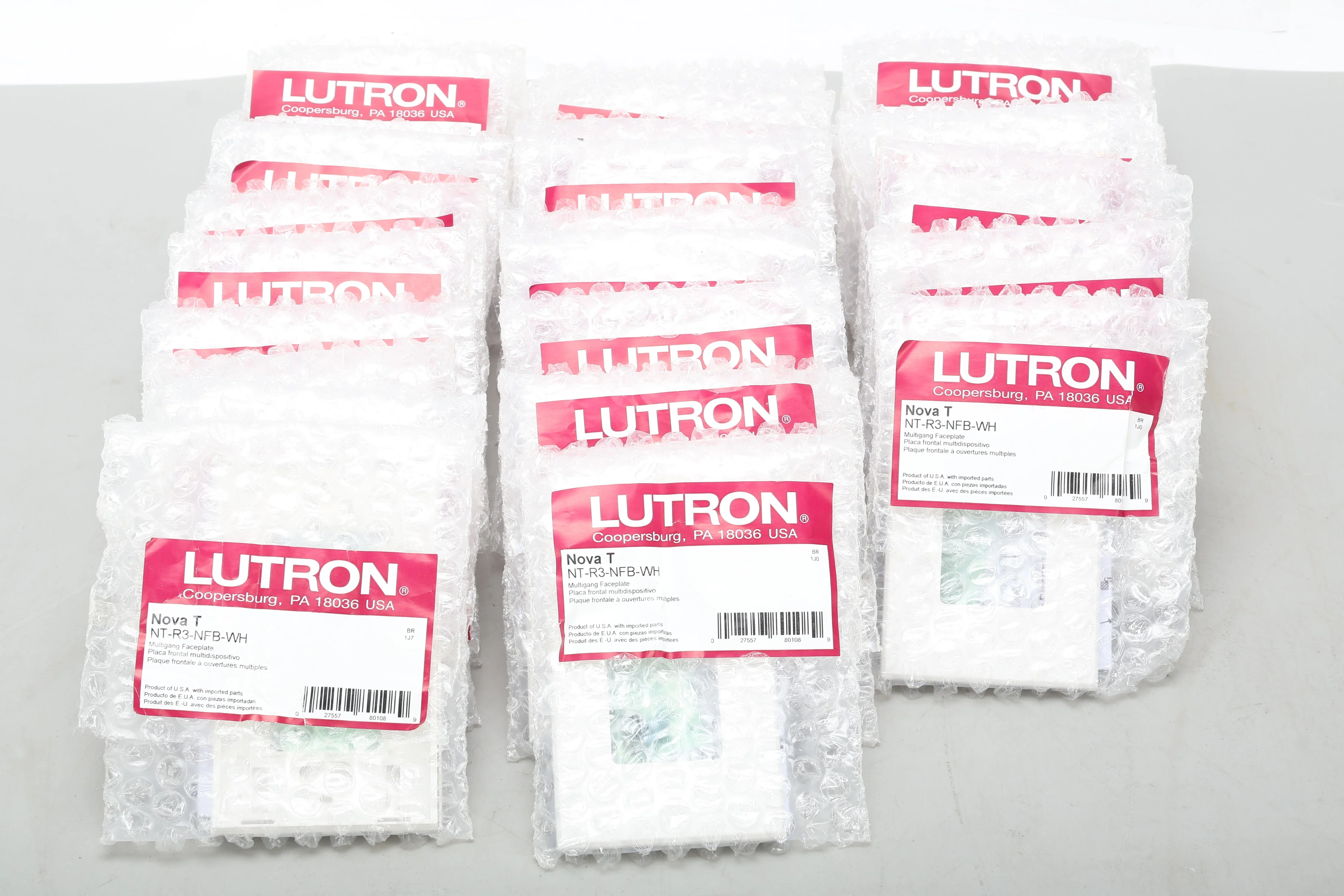 Lutron NT-R3-NFB-WH Nova T 1-Gang Faceplate White (Lot of 29) - NEW - Image 3
