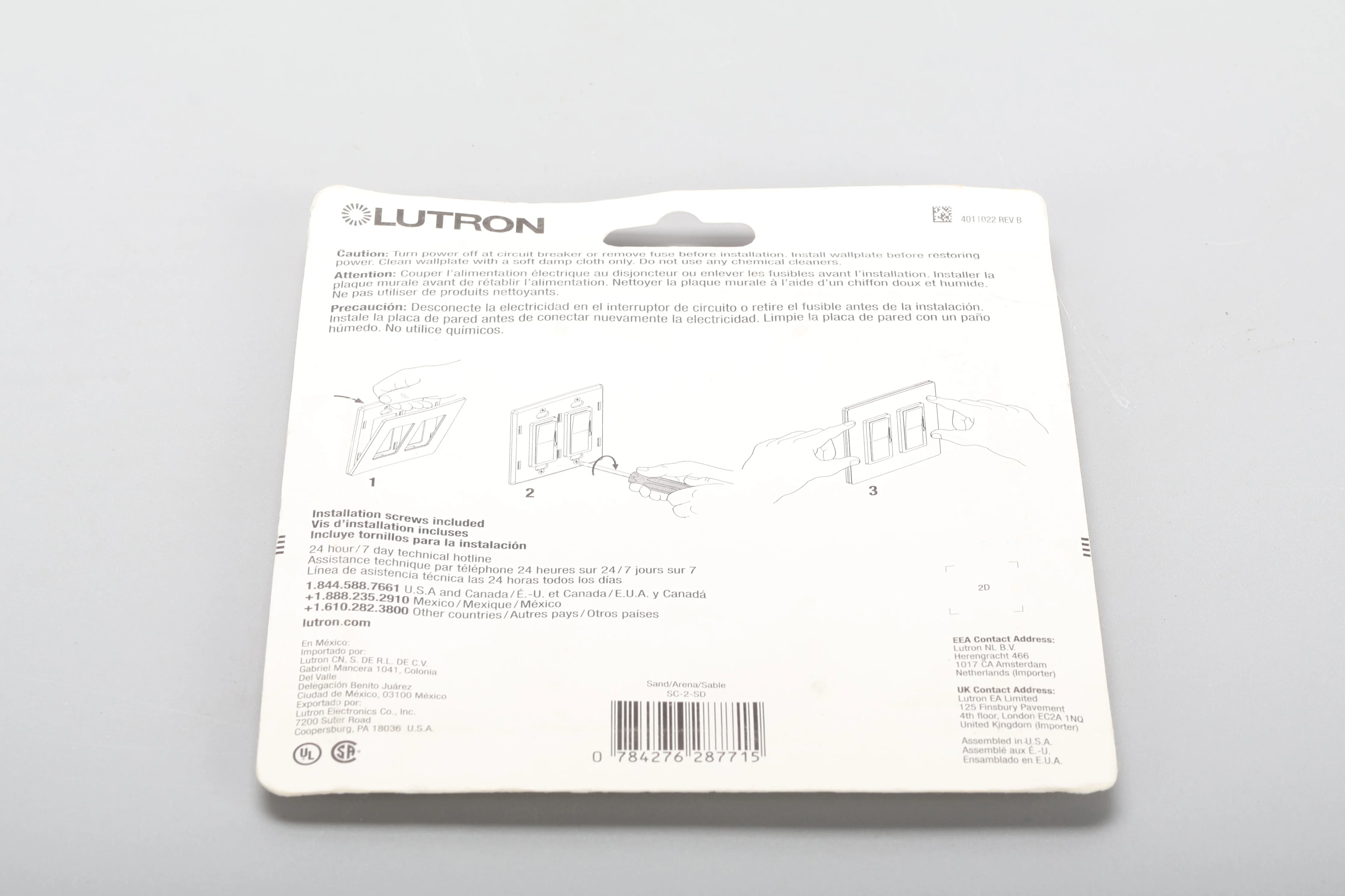 Lutron SC-2-SD 2-Gang Wallplate Decorator Style White 4011022 Rev B - NEW - Image 4