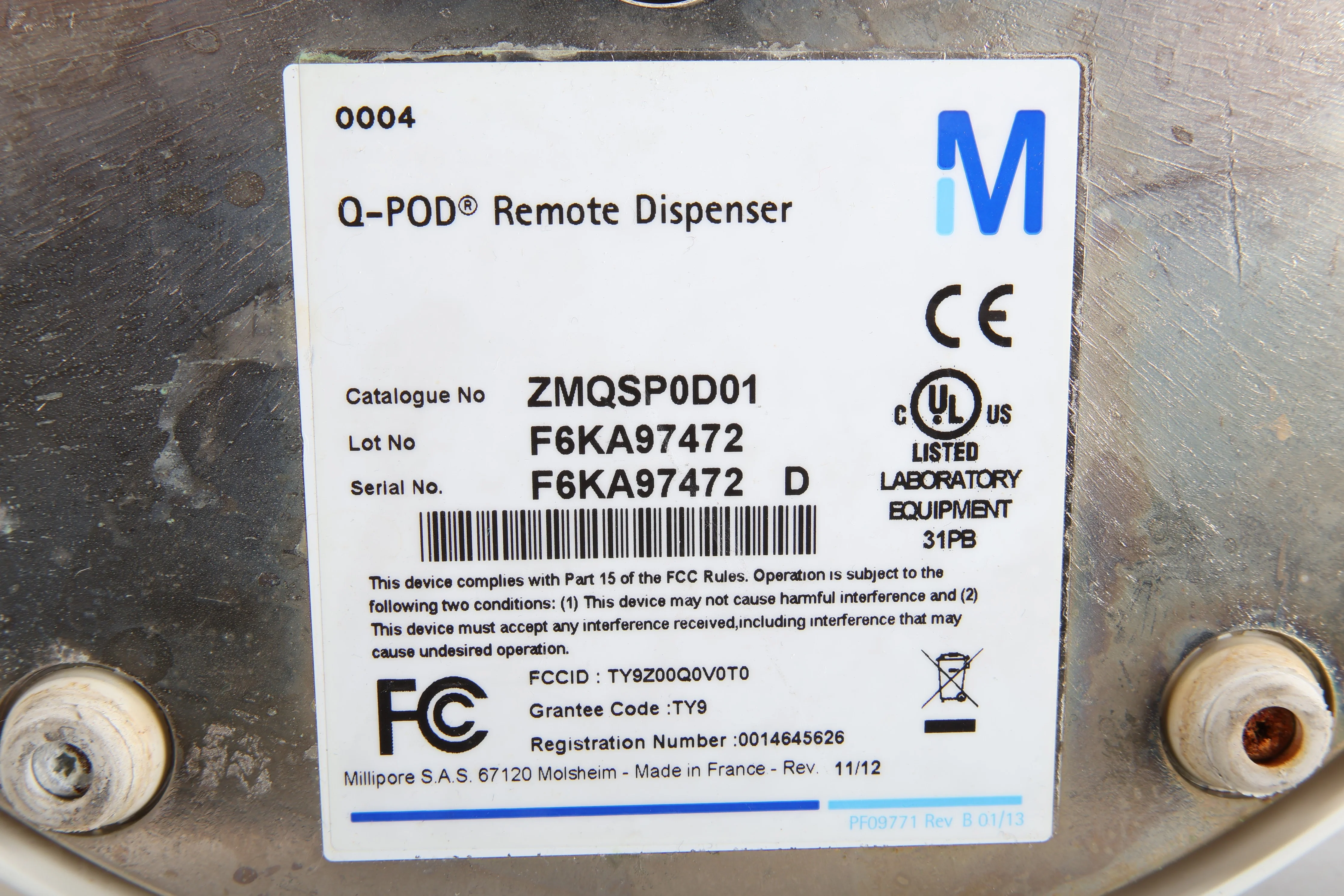 Millipore ZMQSP0D01 Q-POD Remote Dispenser - Image 5