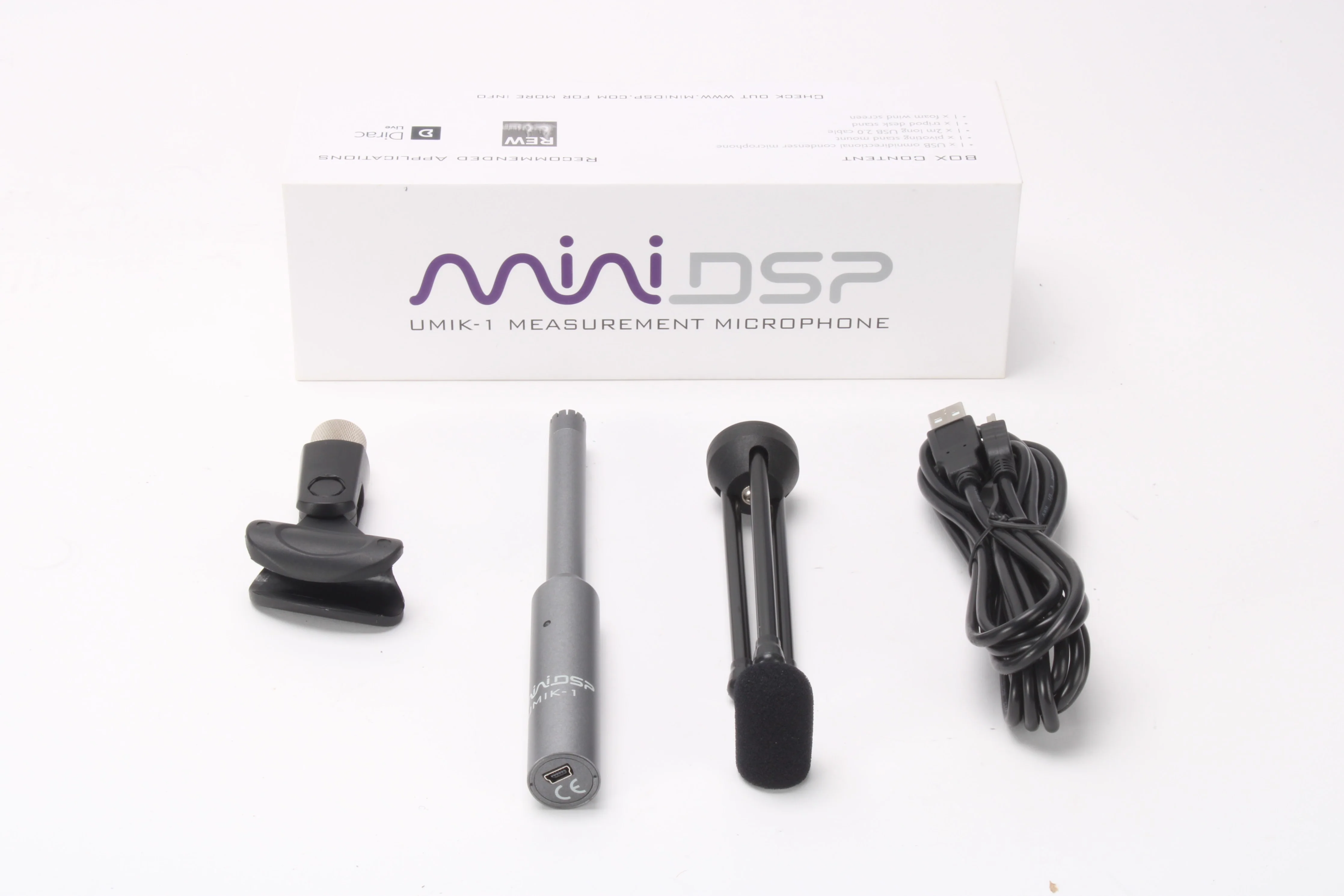 miniDSP UMIK-1 Calibrated USB Measurement Microphone With Stand and Accessories