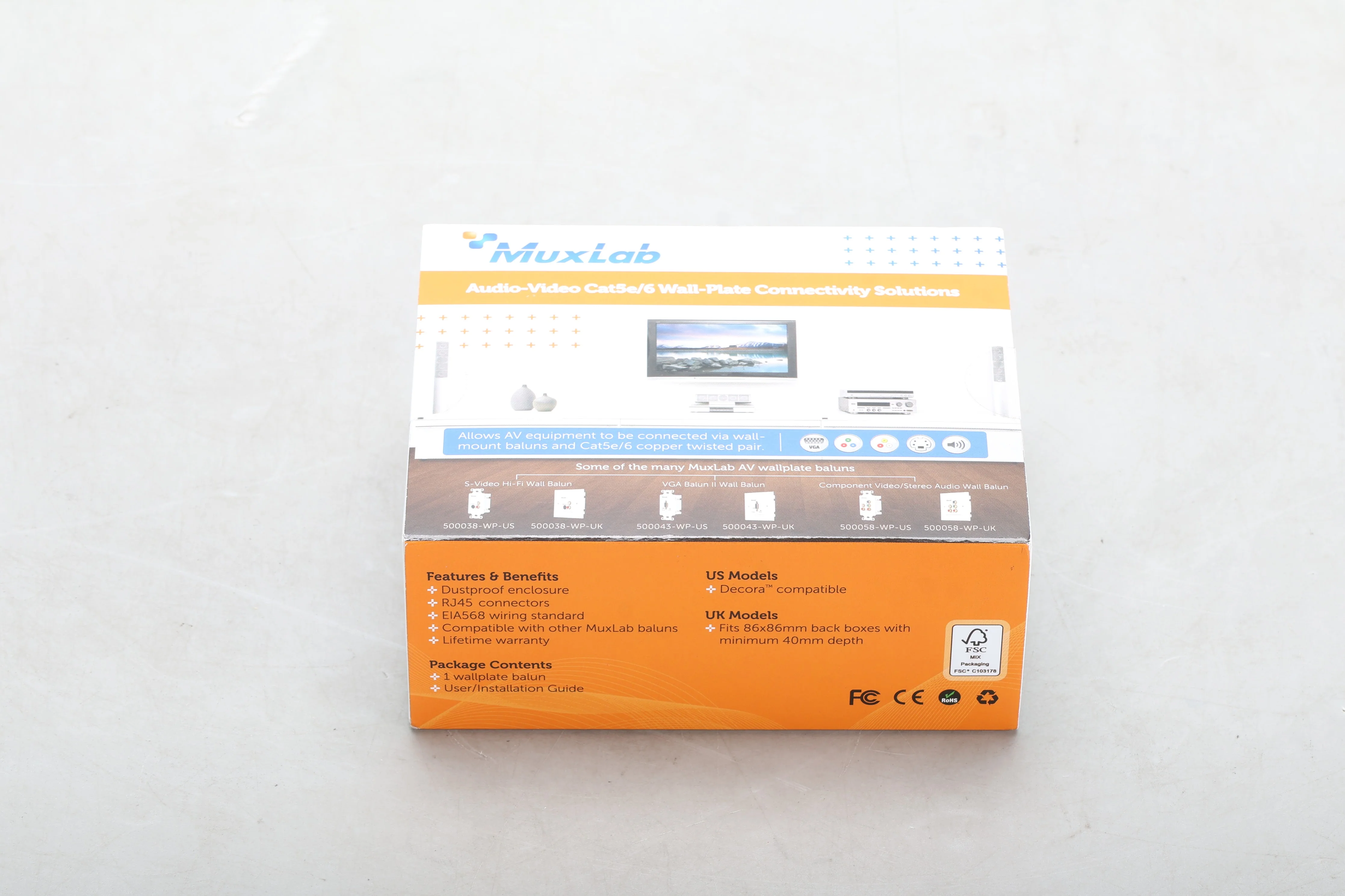 MuxLab 500028-WP-US Stereo Hi-Fi Wall Plate 627699920282 - NEW Sealed