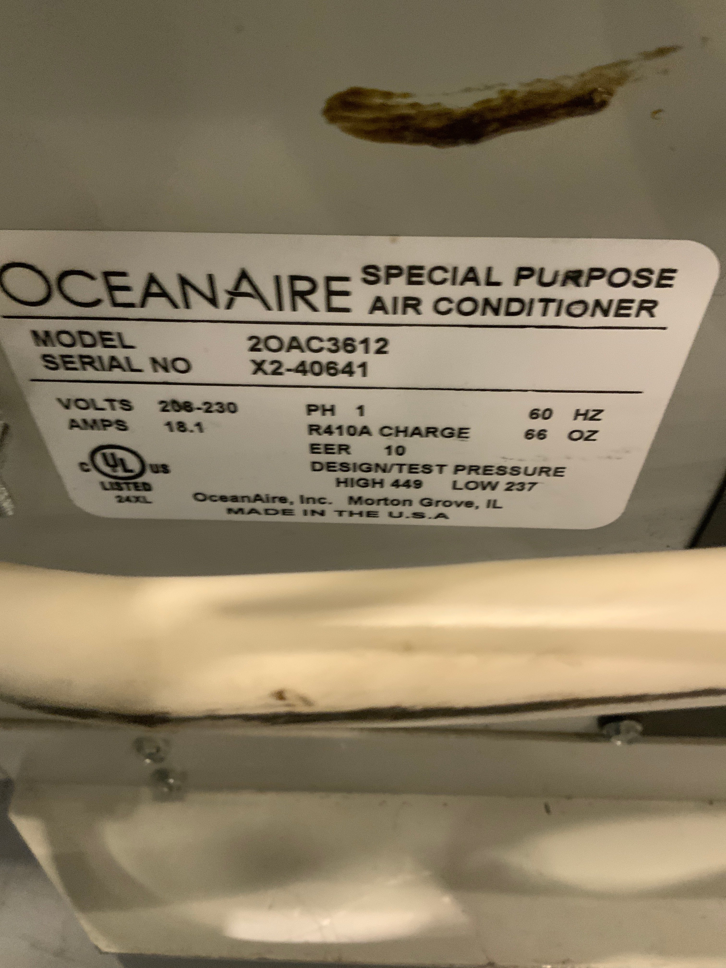 OceanAire 2OAC3612 36K BTU 3-Ton Low Temperature Portable Air Conditioner AC - Image 5