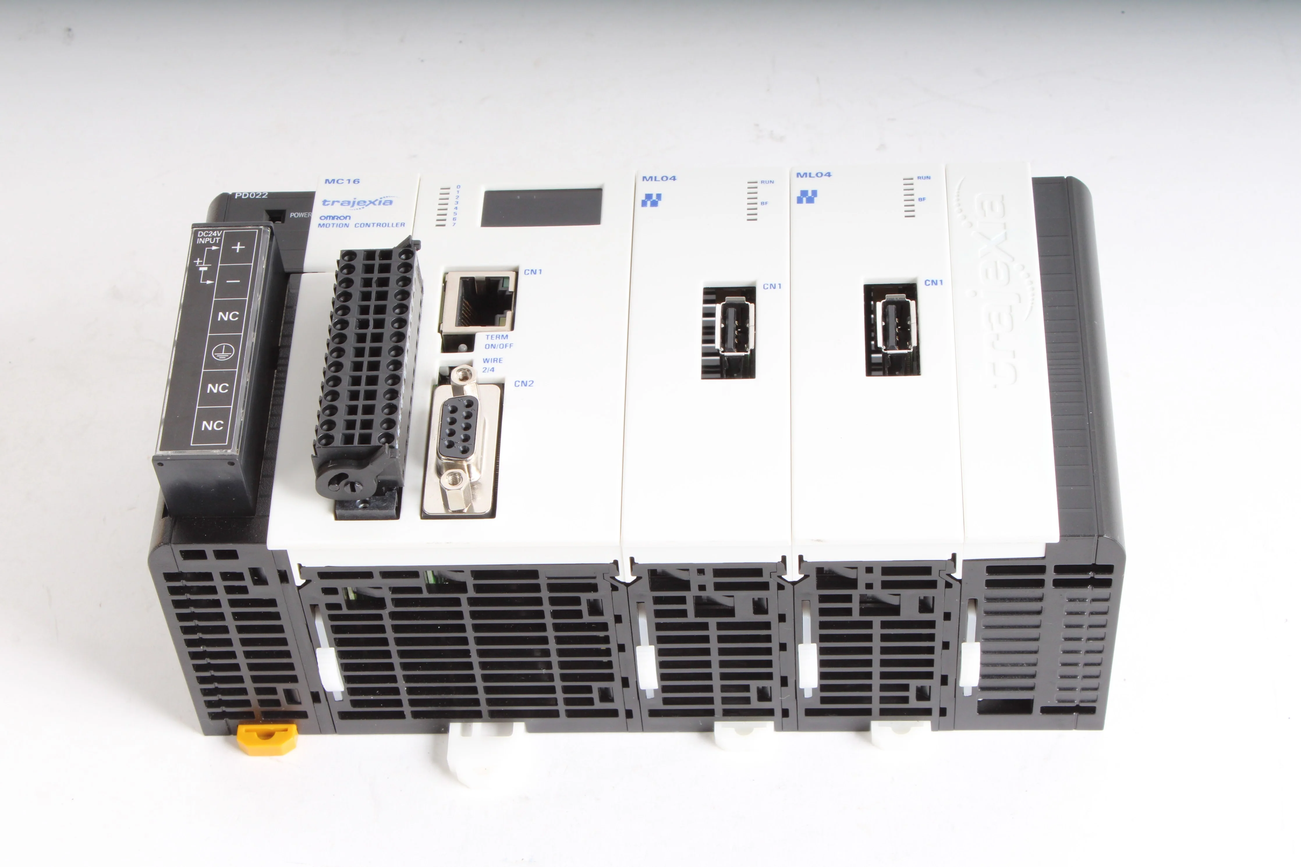 Omron CJ1W-PD022 Power Supply With Trajexia TJ1-MC16 Motion Controller + 2x ML04