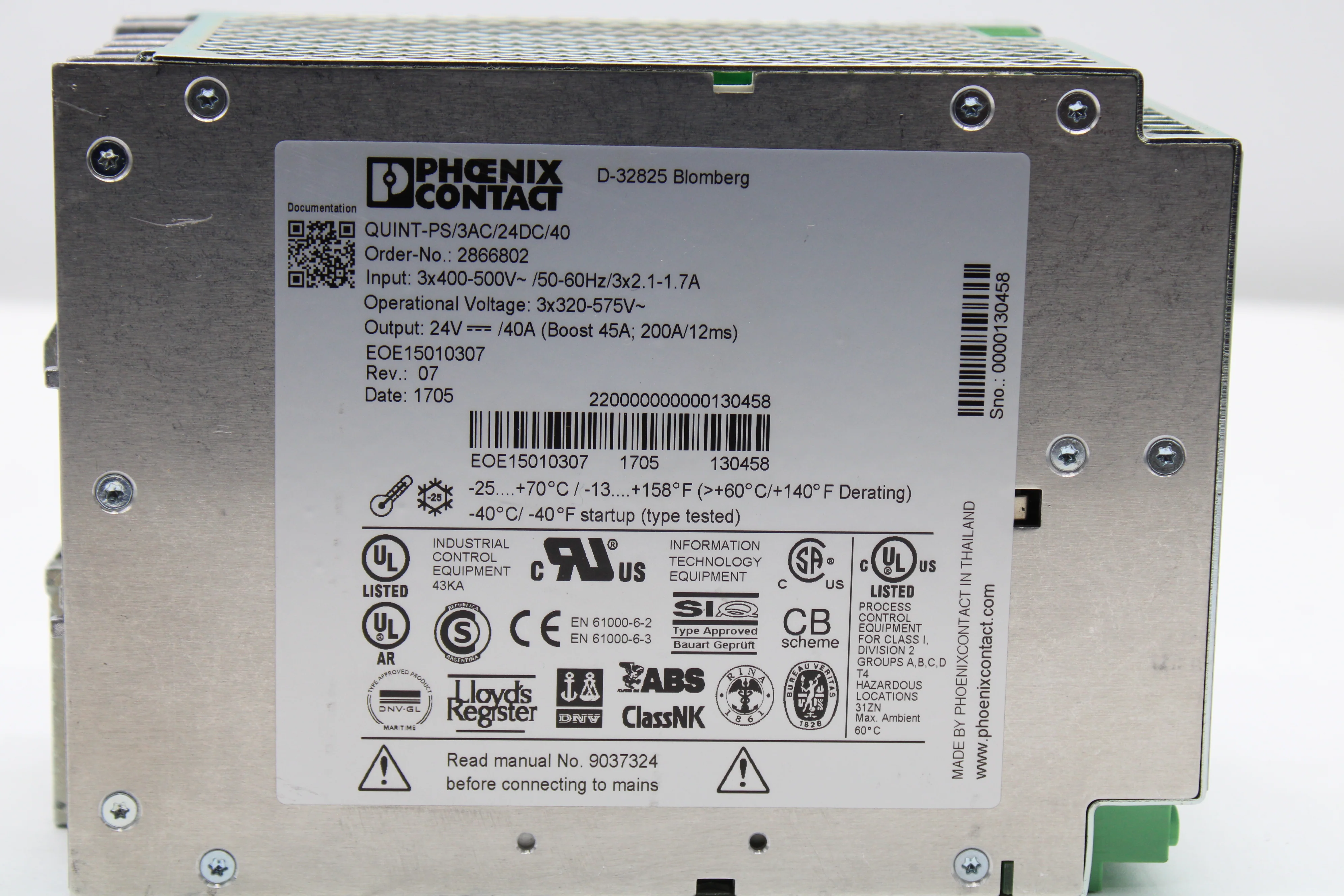 Phoenix Contact QUINT-PS/3AC/24DC/40 Power Supply Unit 2866802 - Image 4