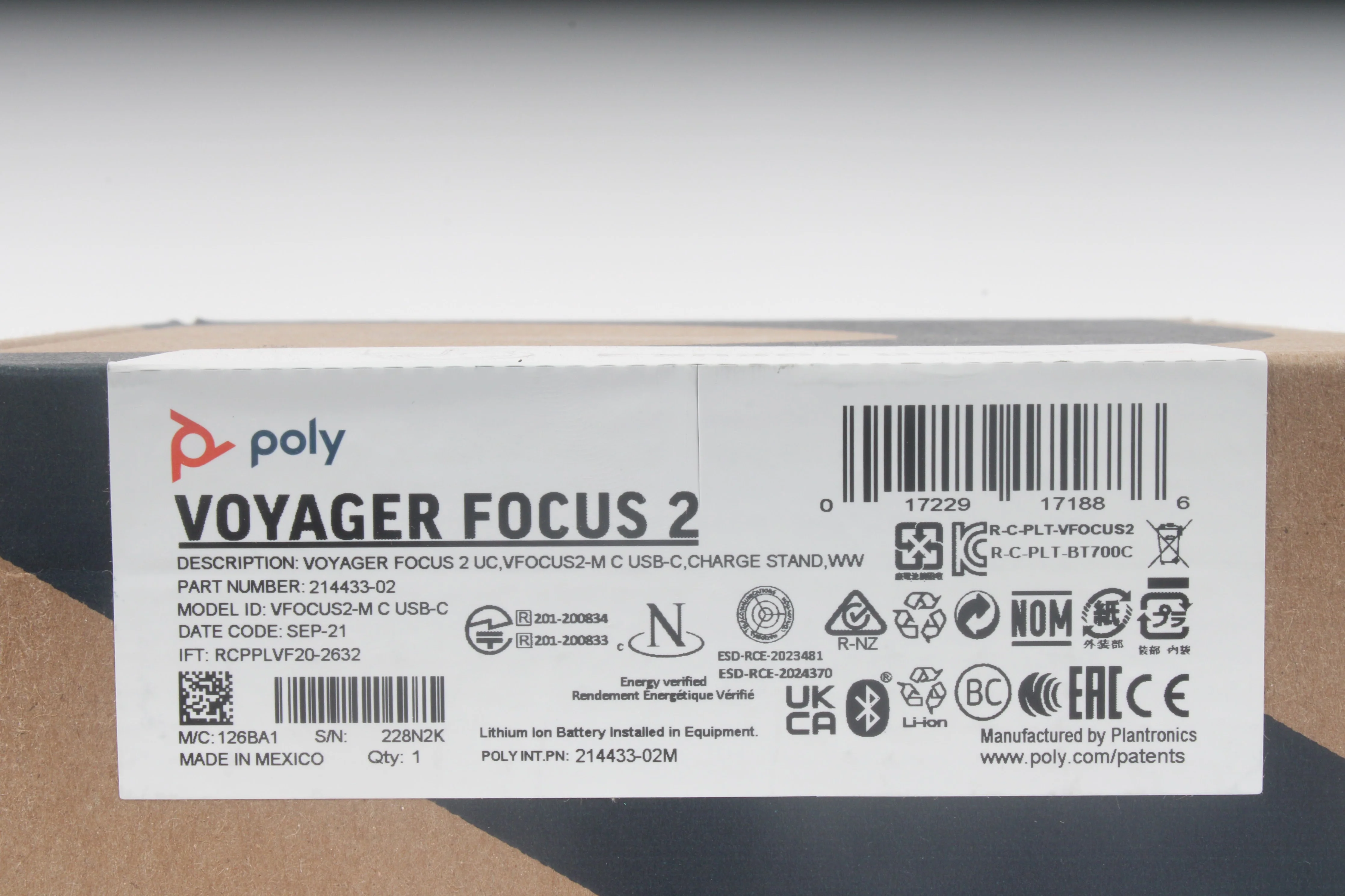 Poly Voyager Focus 2 UC Stereo Noise-Canceling On-Ear Headset - New - Image 3