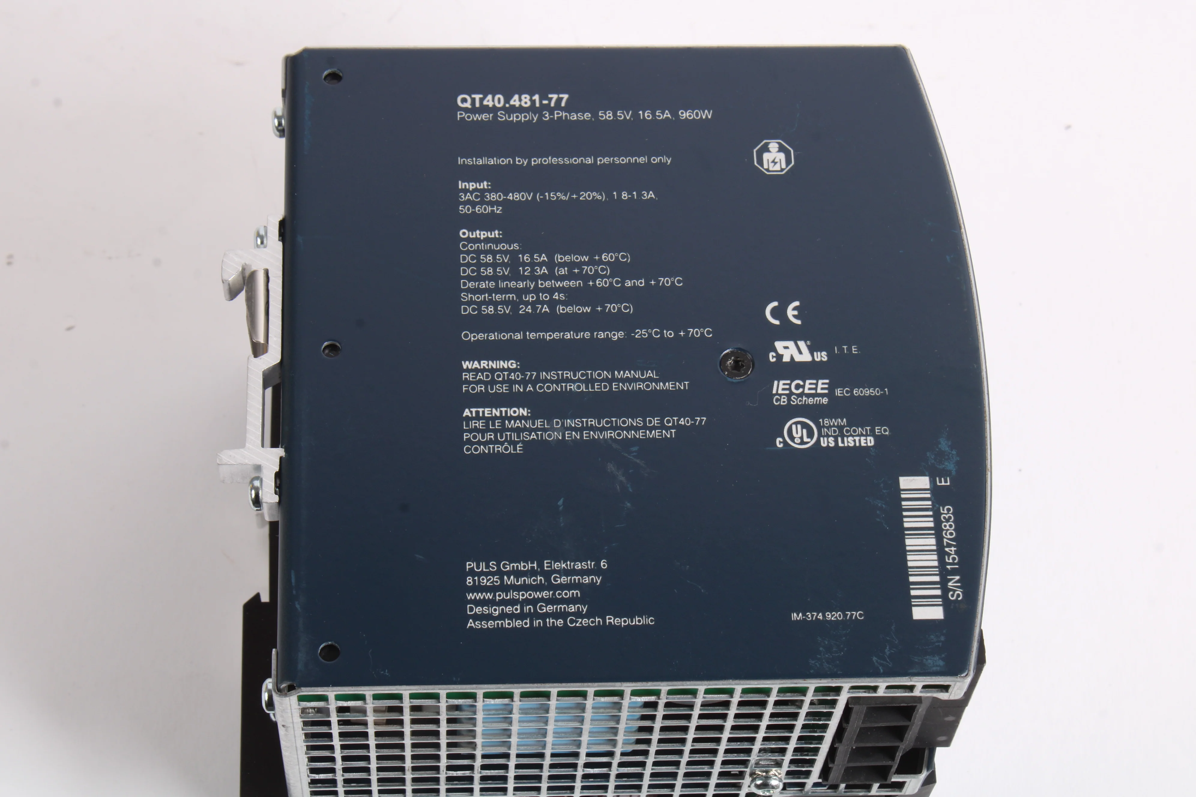 PULS Dimension QT40.481-77 Power supply 3-Phase. 58 5V, 16 5A, 960W - Image 5