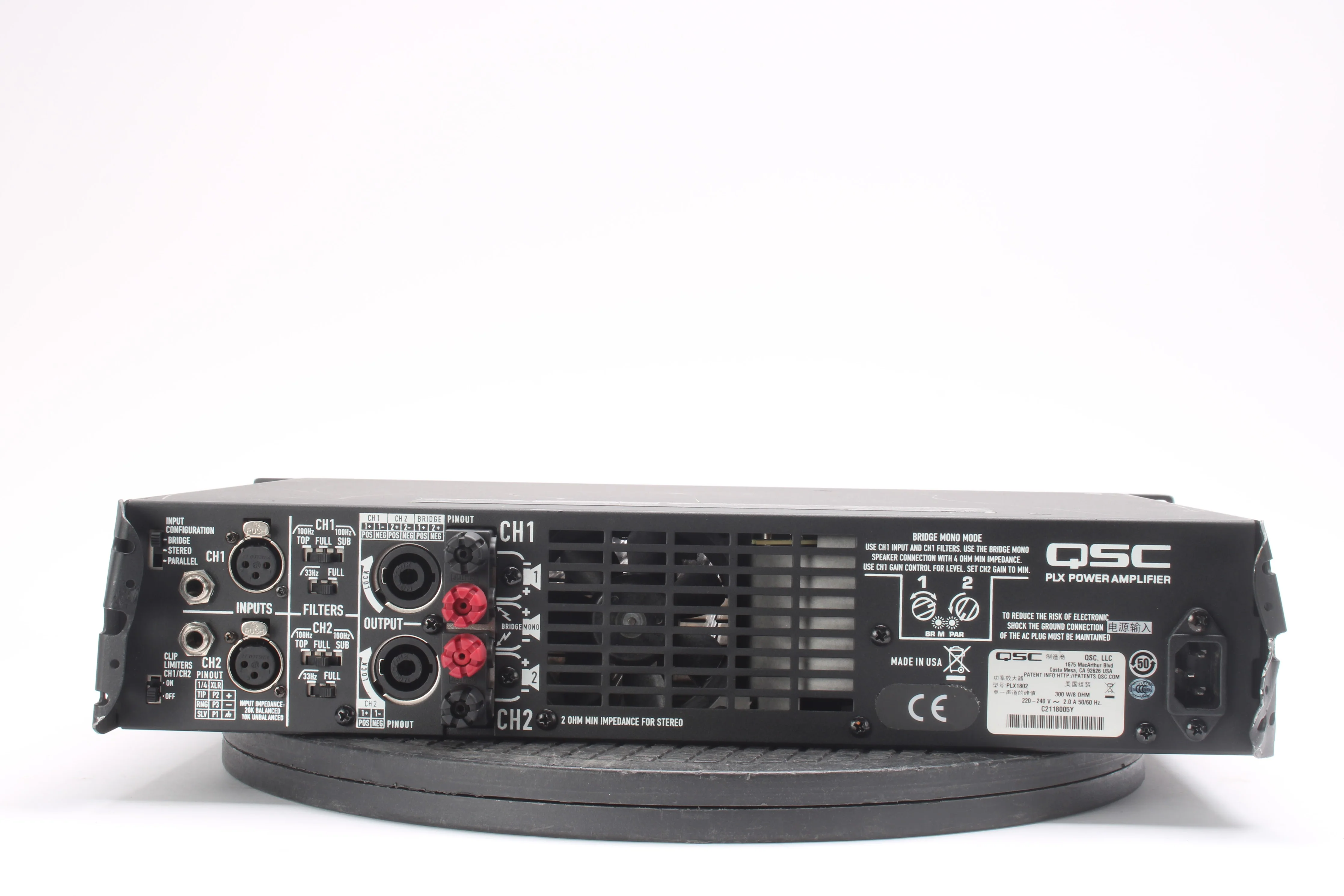 QSC PLX 1802 Professional 1800 WATT Power Amplifier - 220V - Fair Condition - Image 3
