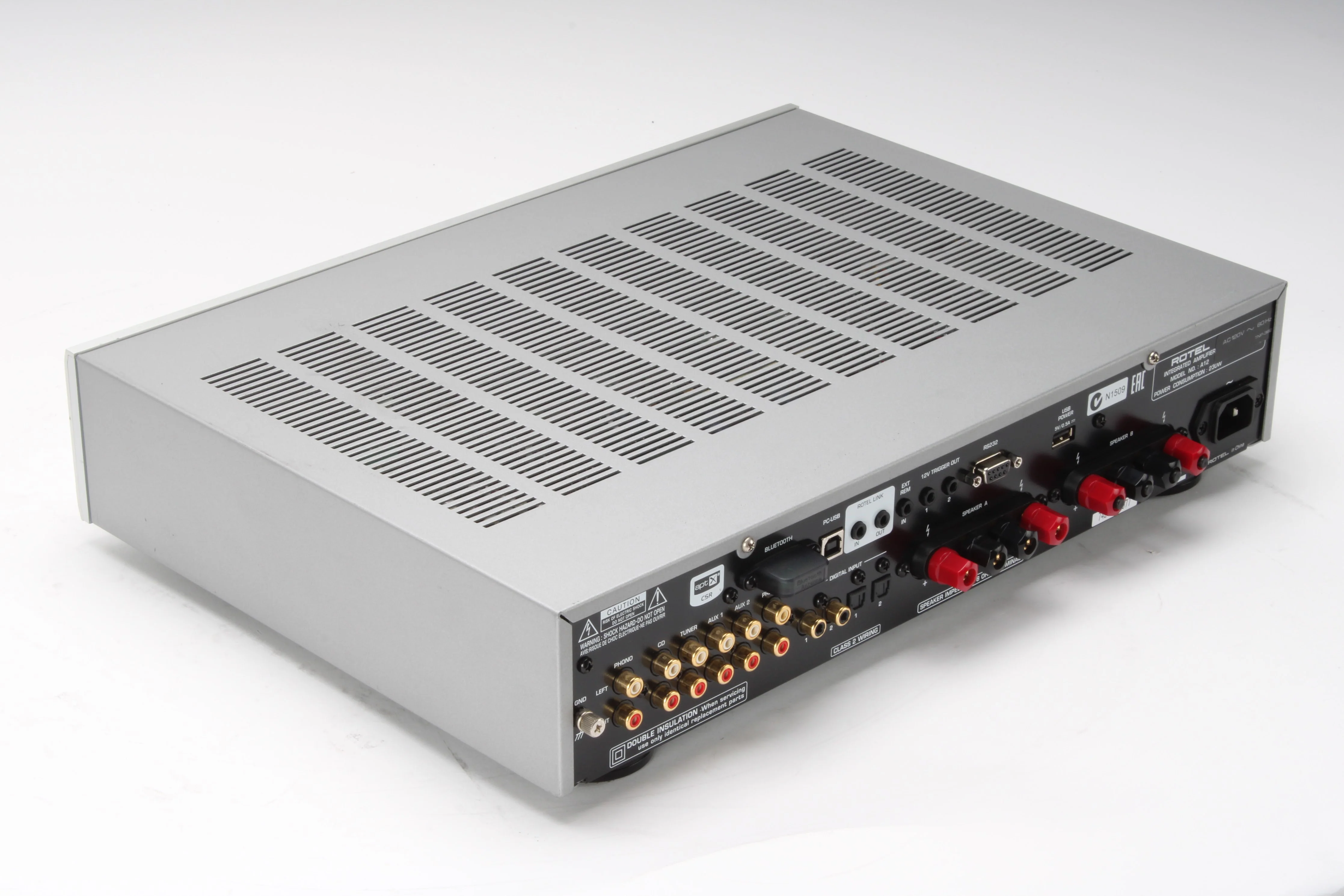 Rotel A12 Stereo Integrated Power Amplifier W/ Built-in DAC & Bluetooth - Silver - Image 3