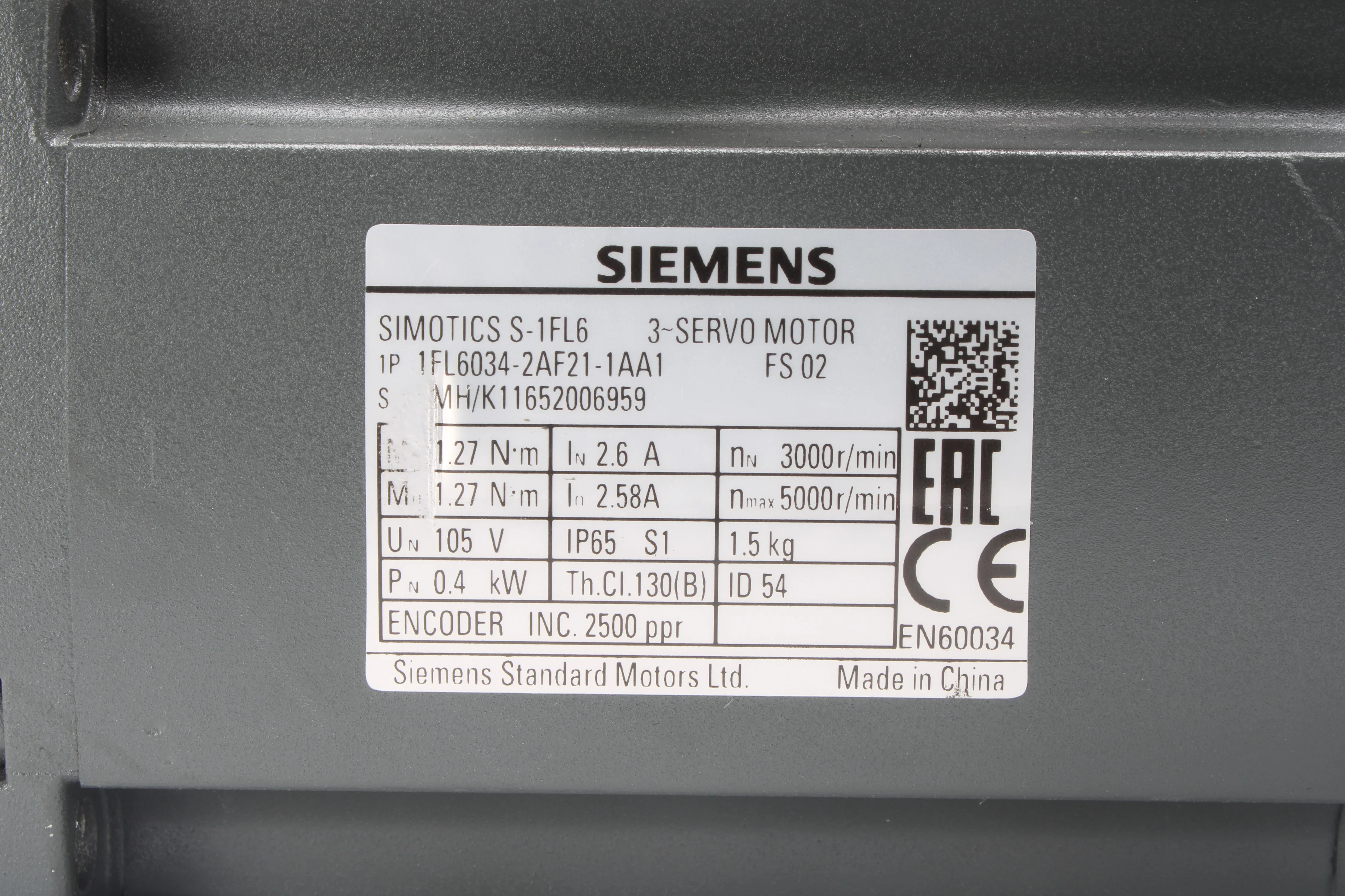 Siemens 1FL6034-2AF21-1AA1 Servo Motor - Image 4