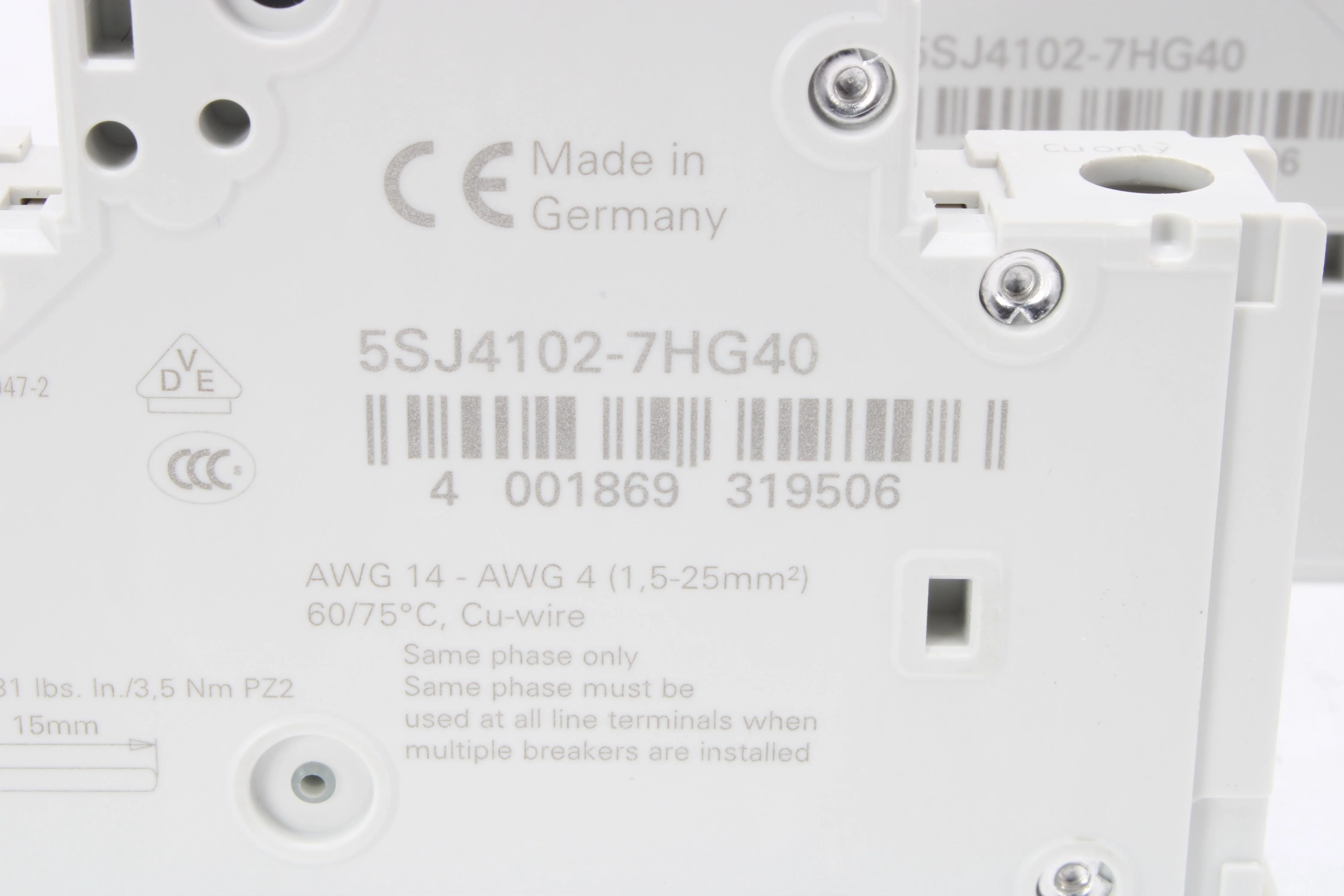 Siemens 5SJ4102-7HG40 1-Pole Circuit Breaker (Lot of 4) - Image 2