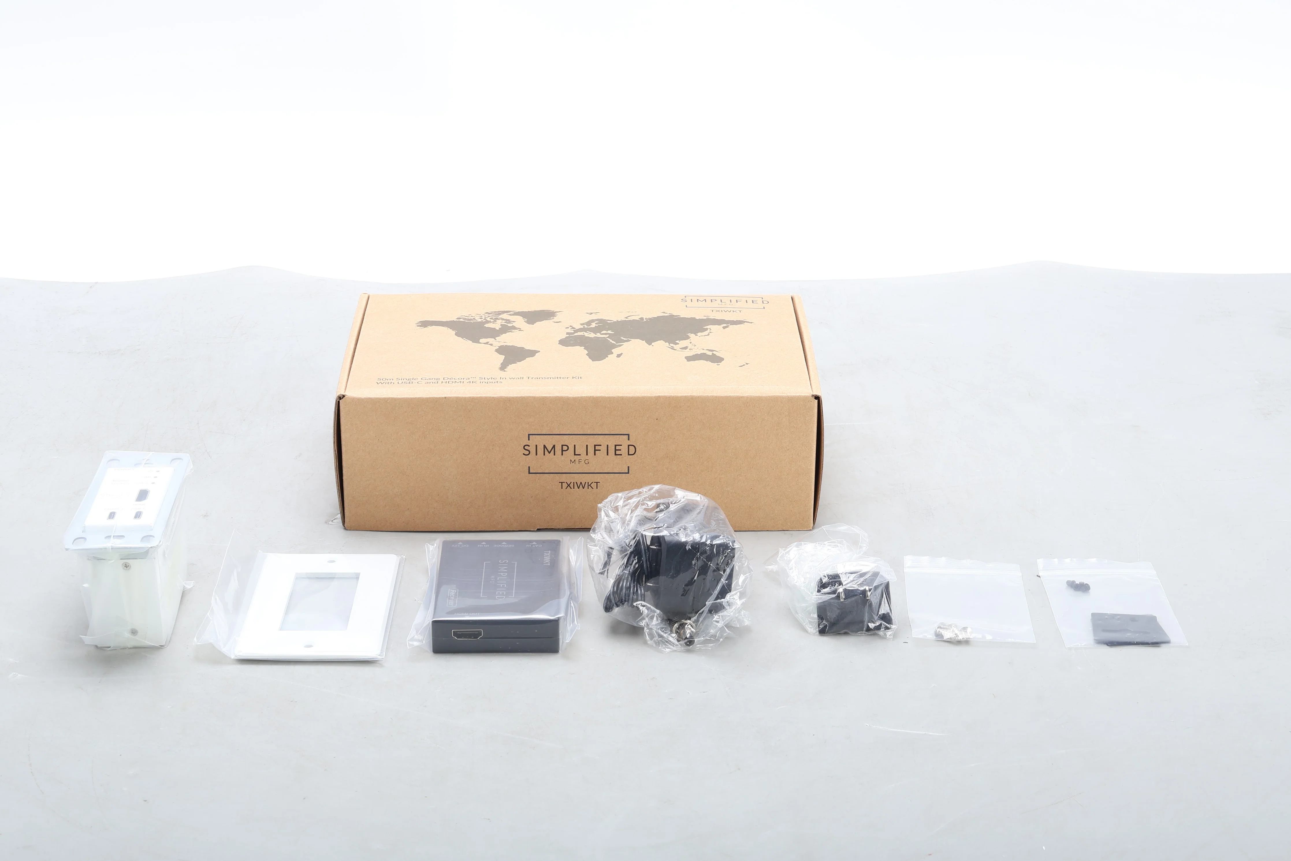 Simplified MFG TXIWKT 4K 35/50m HDMI Decora Wall Plate Extender Kit New Open Box