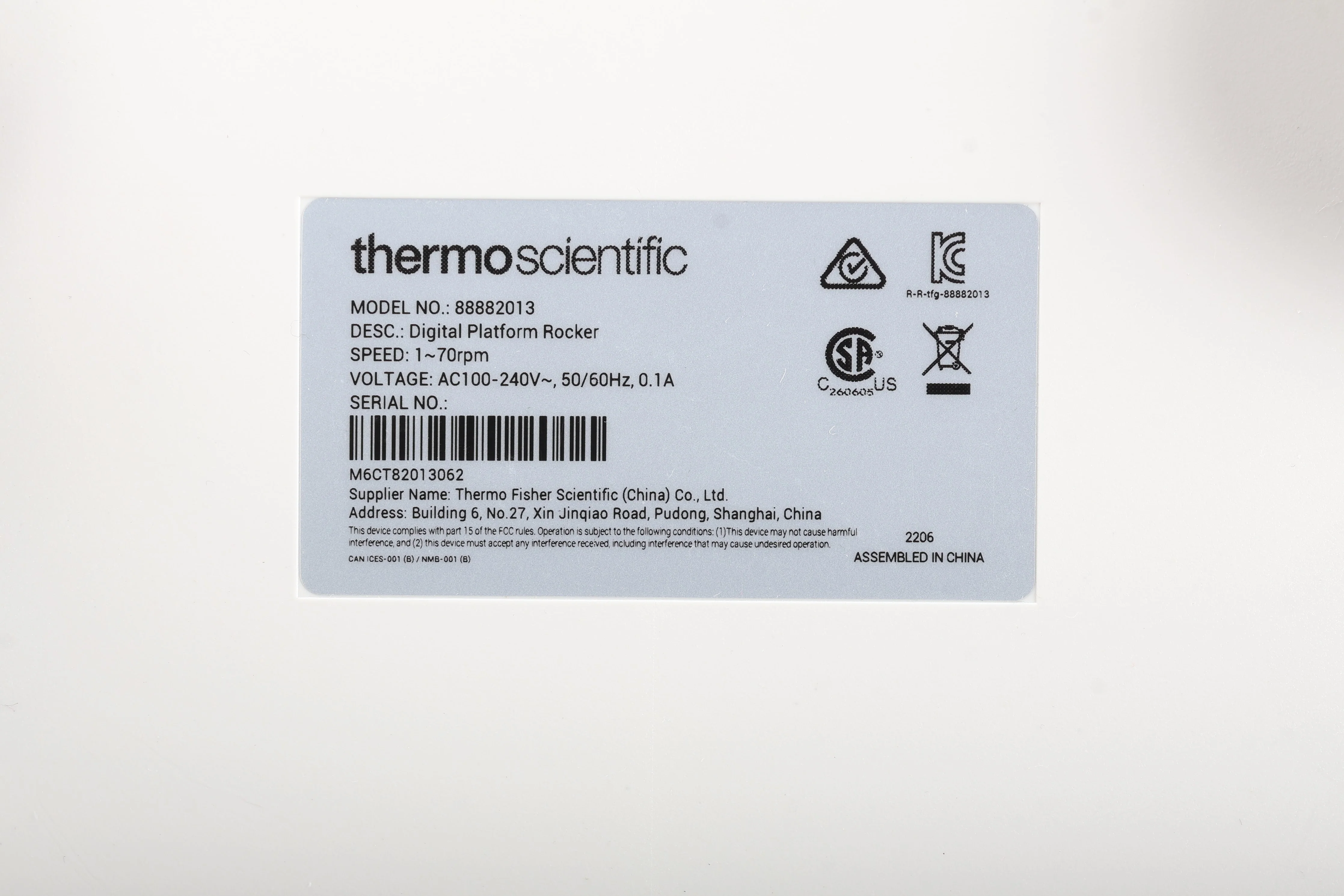 Thermo Scientific 88882013 Digital Platform Rocker W/ Power Supply and AC Cable - Image 5