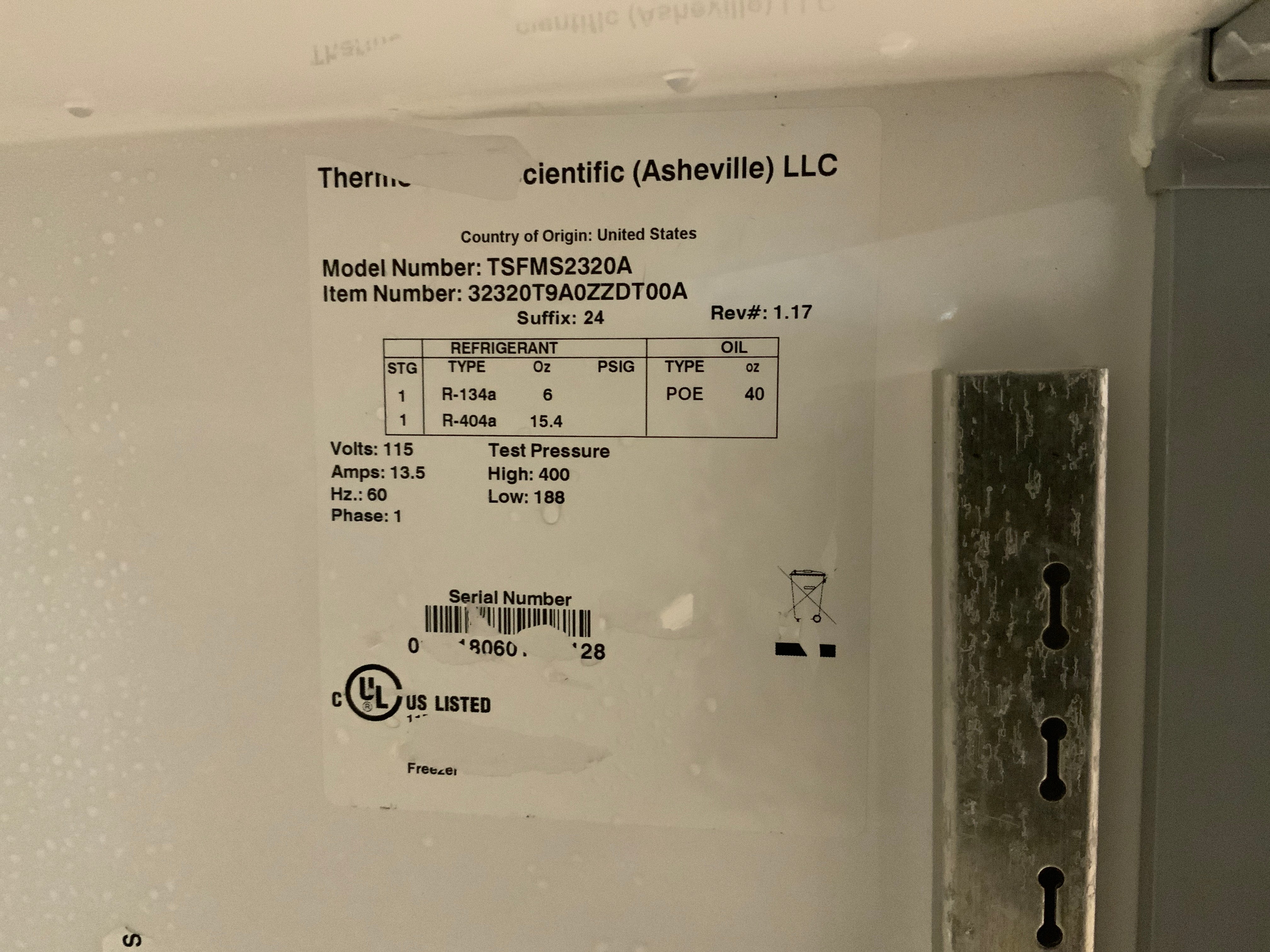 Thermo Scientific TSFMS2320A 23 cu.ft. 1 Solid Door Laboratory Freezer -20C 115V - Image 2