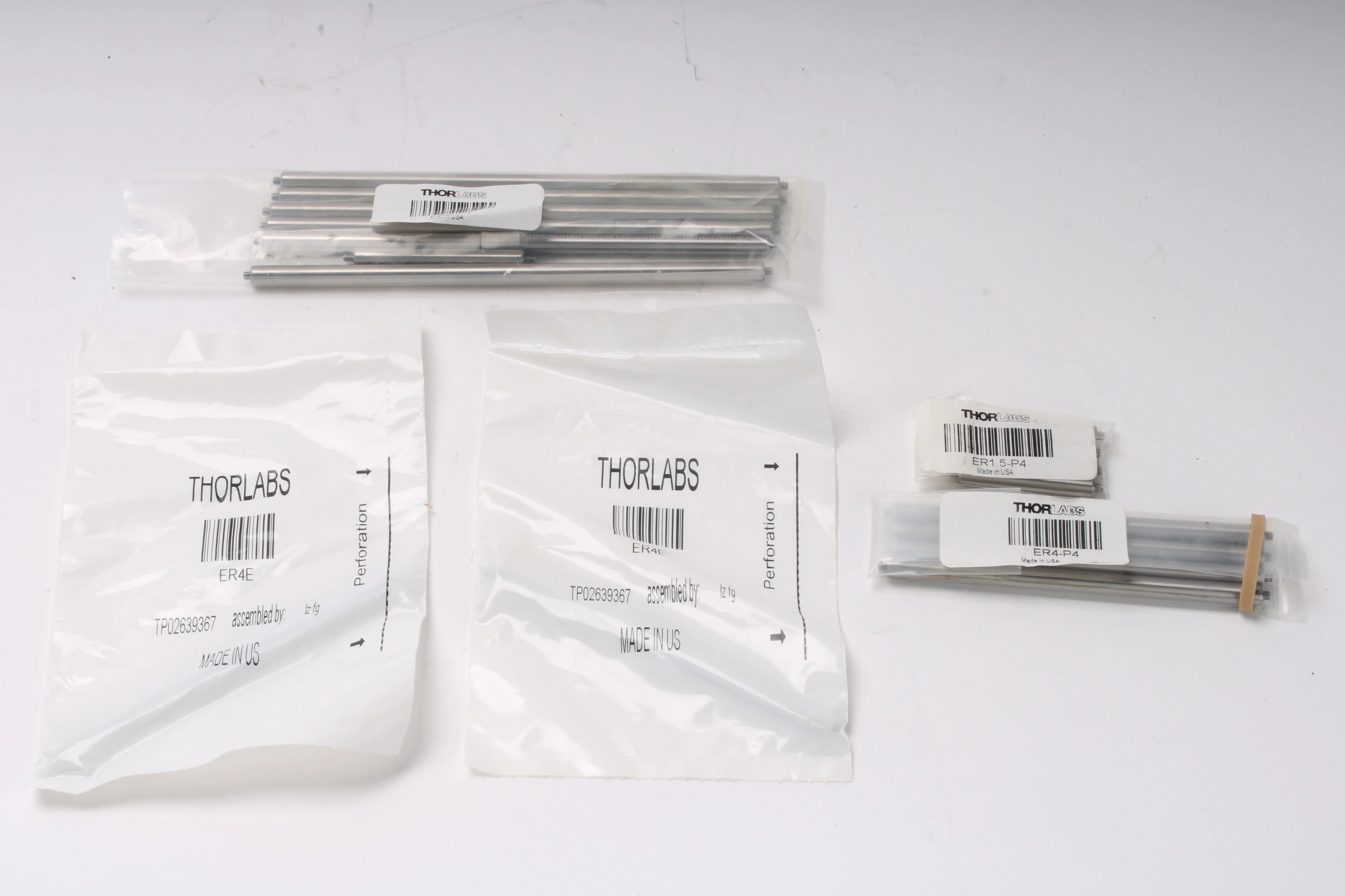Thorlabs ER4E, ER1.5-P4, ER6-P4, ER4-P4 Assembly Rod Lot of 17 Pieces - Open Box