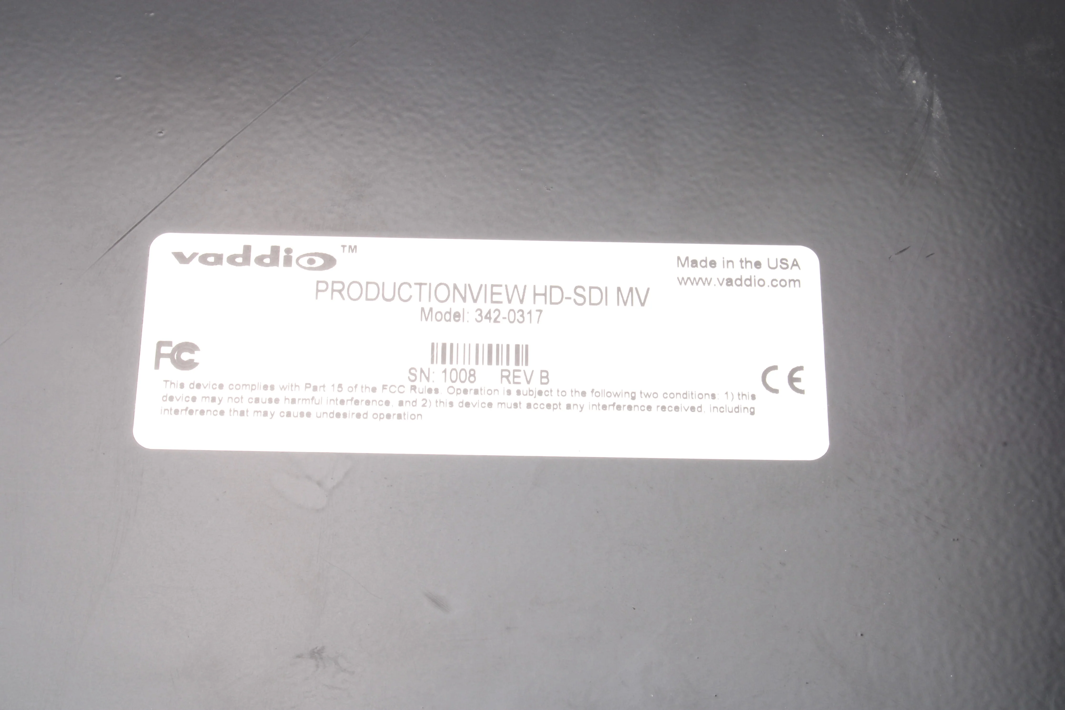 Vaddio 342-0317 Production View HD-SDI MV Camera Control Console 999-5655-000 - Image 7