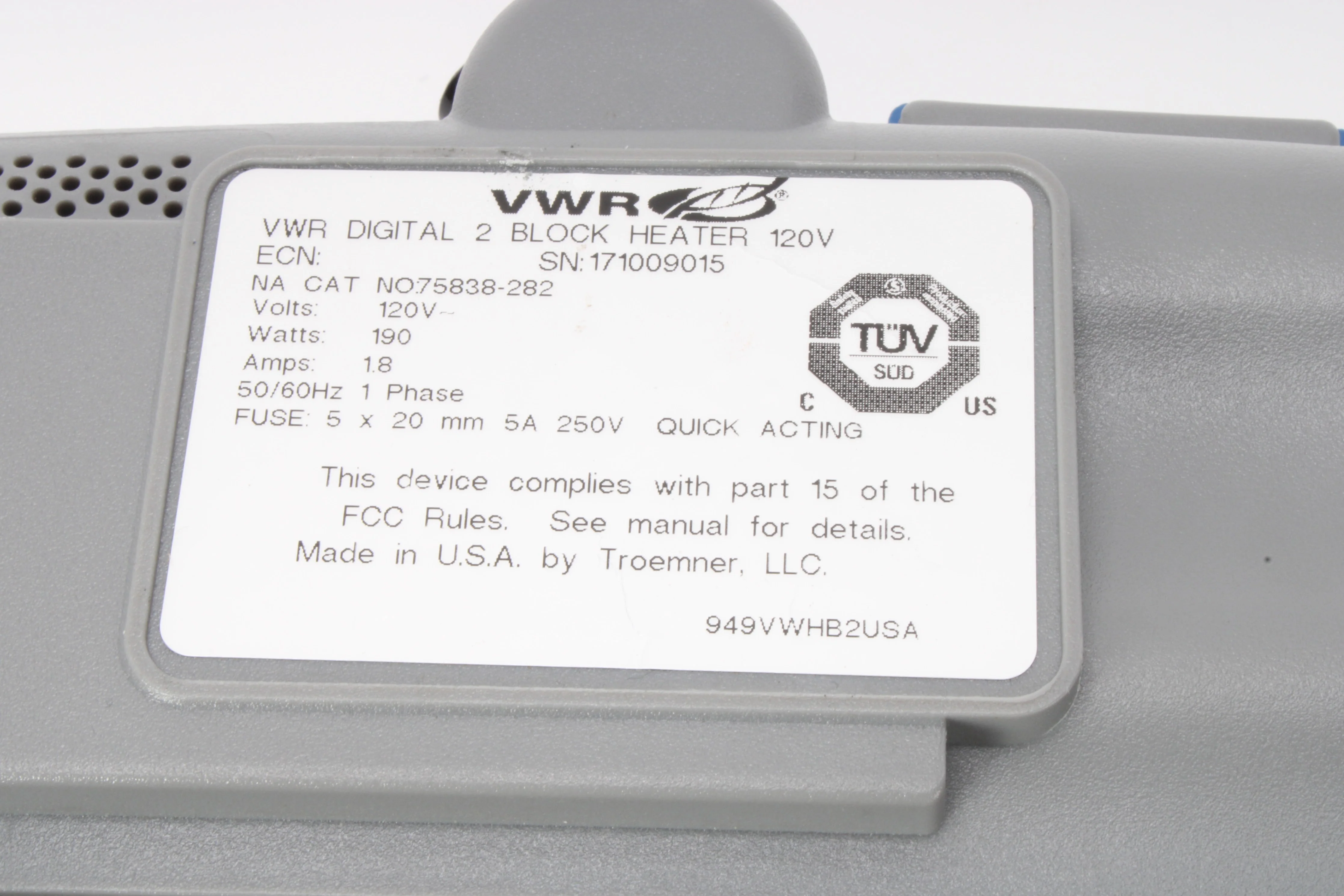 VWR 75838-282 Digital Advanced 2 Block Heater W/ 2x "130" 20-Tube Plates & Cable - Image 10
