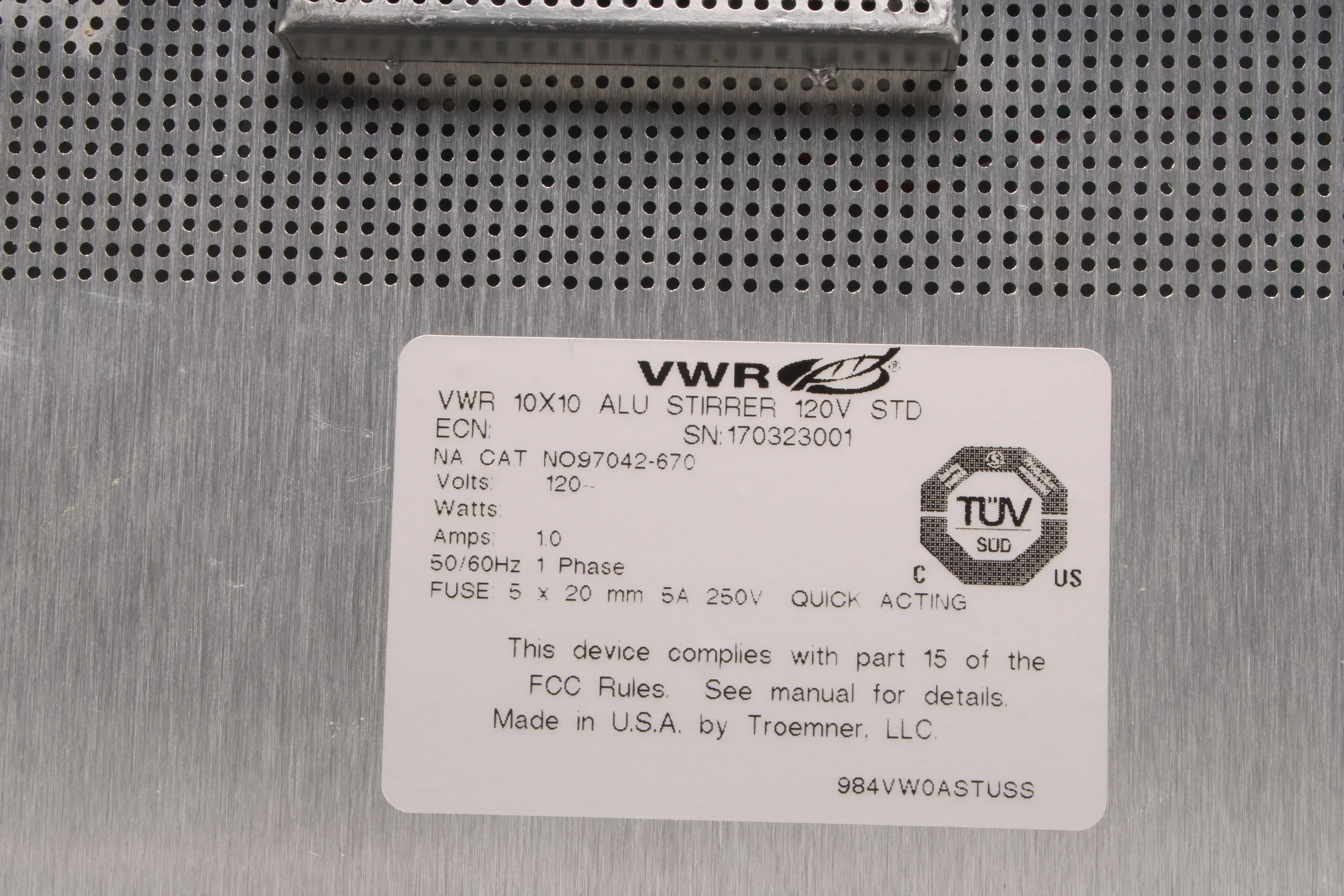 VWR 97042-670 10x10 Standard Magnetic Stirrer With Power Cord - Image 6