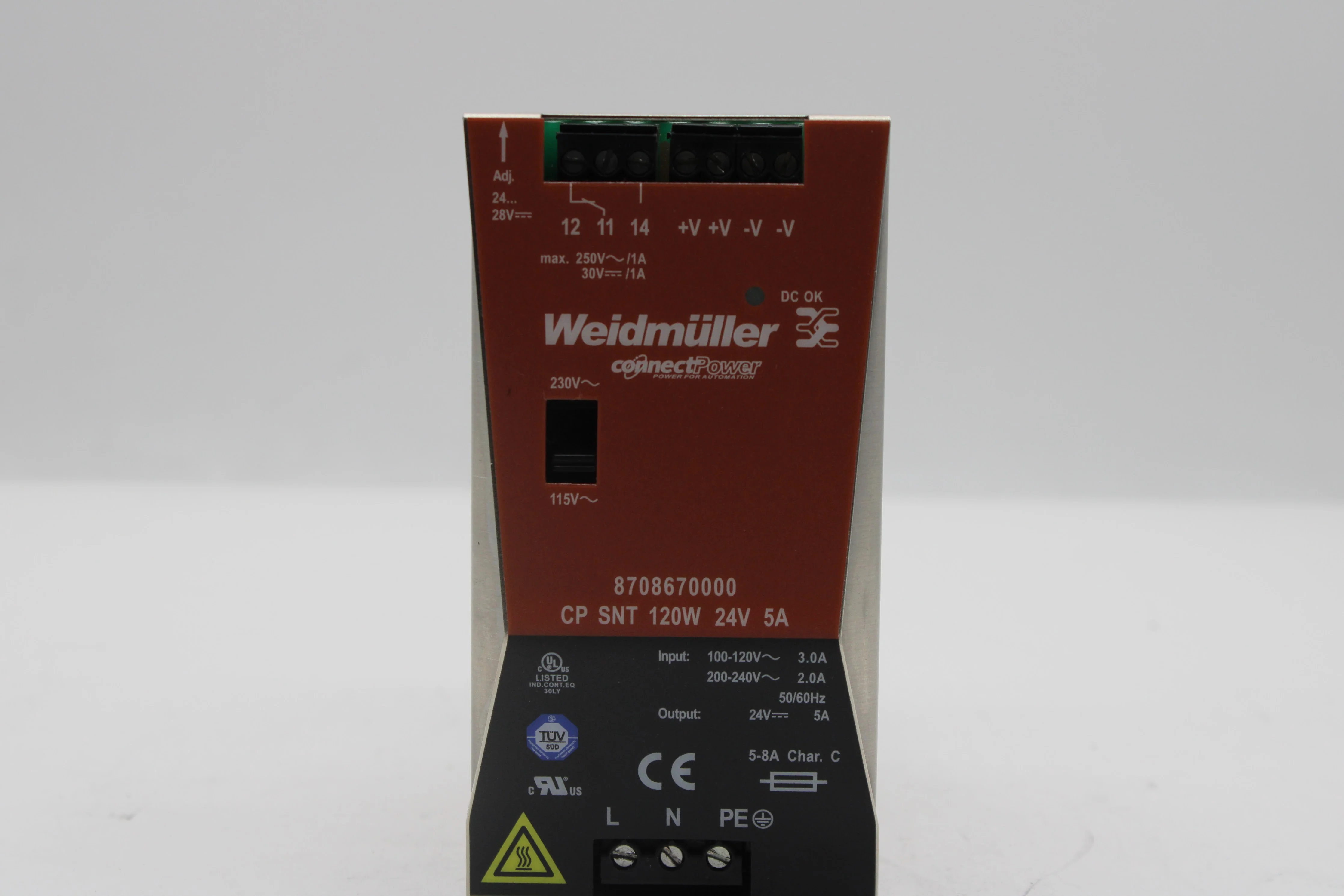 Weidmuller 8708670000 CP SNT 120W 24VDC 5A / DIN Rail Mount Power Supply