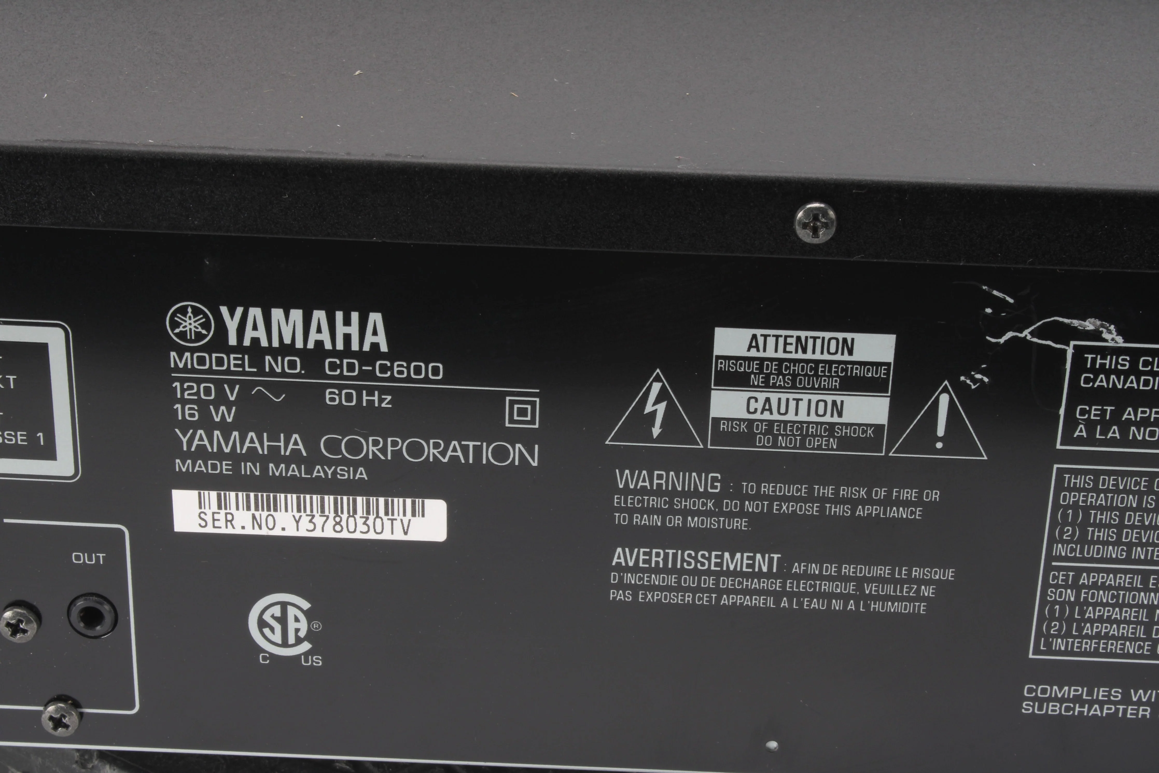 Yamaha CD-C600 Natural Sound Compact Disc Changer - Fair Condition - Image 8