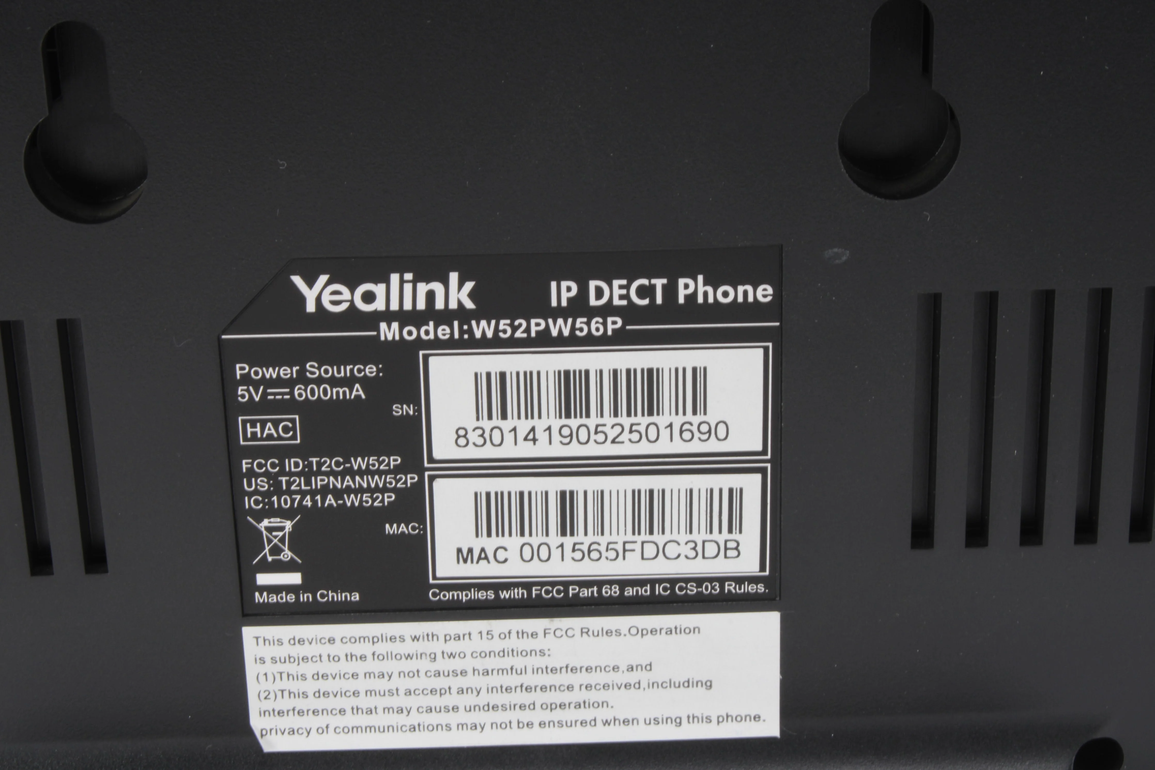 Yealink 4x: W56H IP DECT Handset W/ 2x: W52PW56P Station & 4x Charging Bases - Image 8